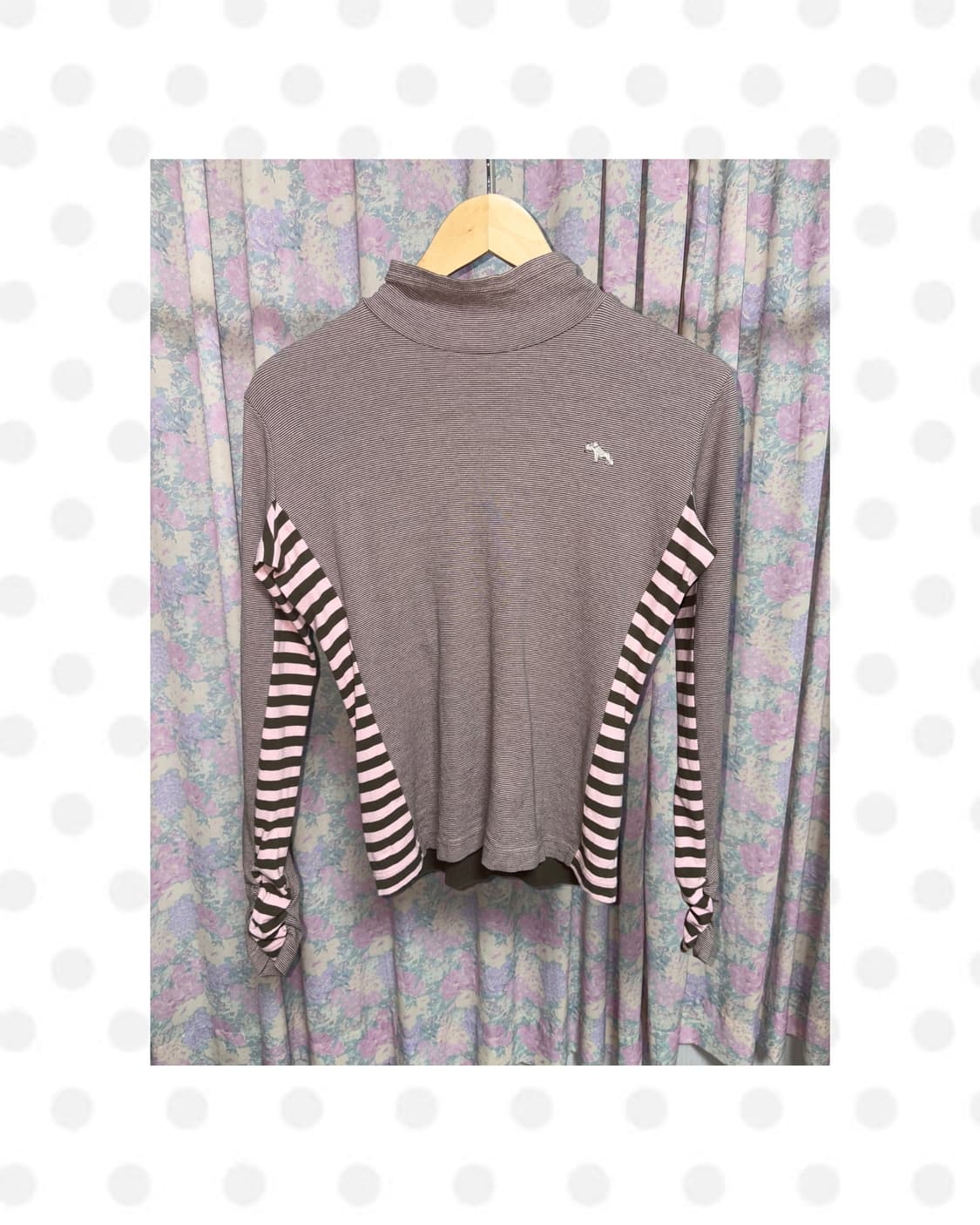 핑크 브라운 스트라이프 반목 티셔츠 상품이미지1