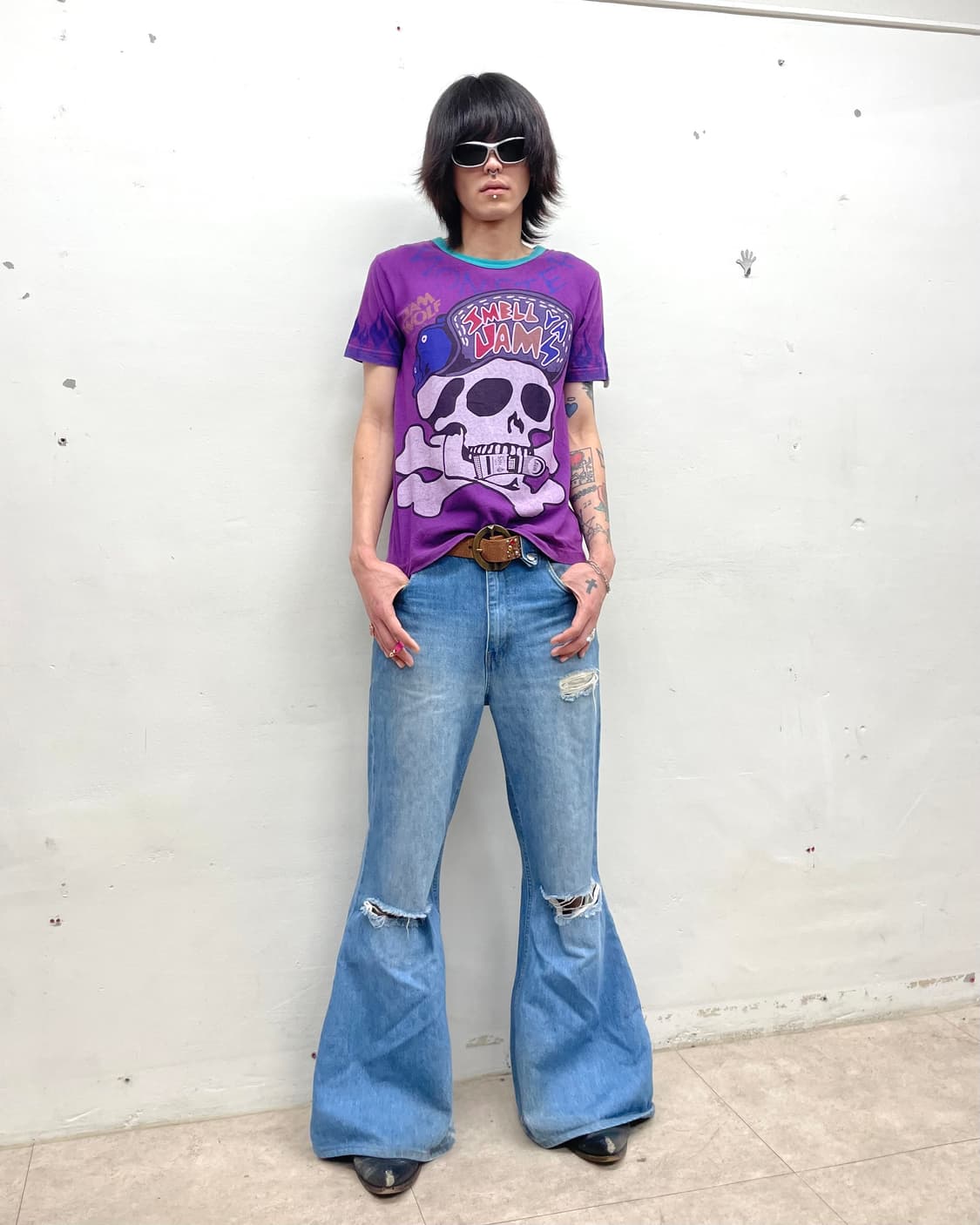 Big Skull Flame Jam Purple T-shirt 상품이미지8