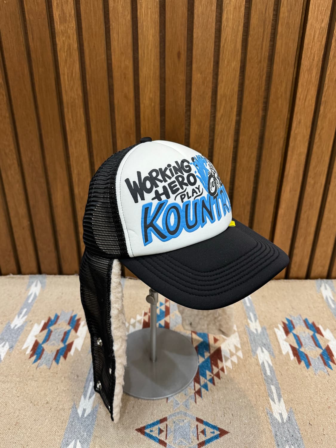 [OS] 캐피탈 컨트리 레이서 럼버 트럭 캡 체커드 블루 상품이미지3