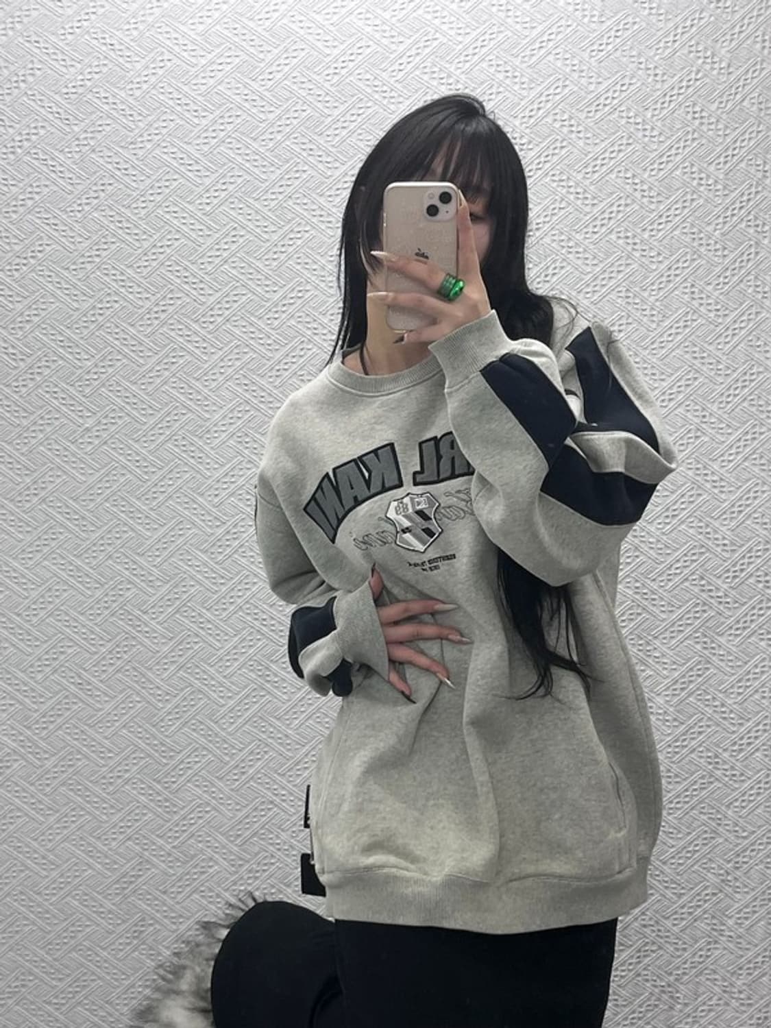 칼카니 레트로 블록코어 스트릿힙 빅로고 약기모 맨투맨 L C08459 상품이미지1