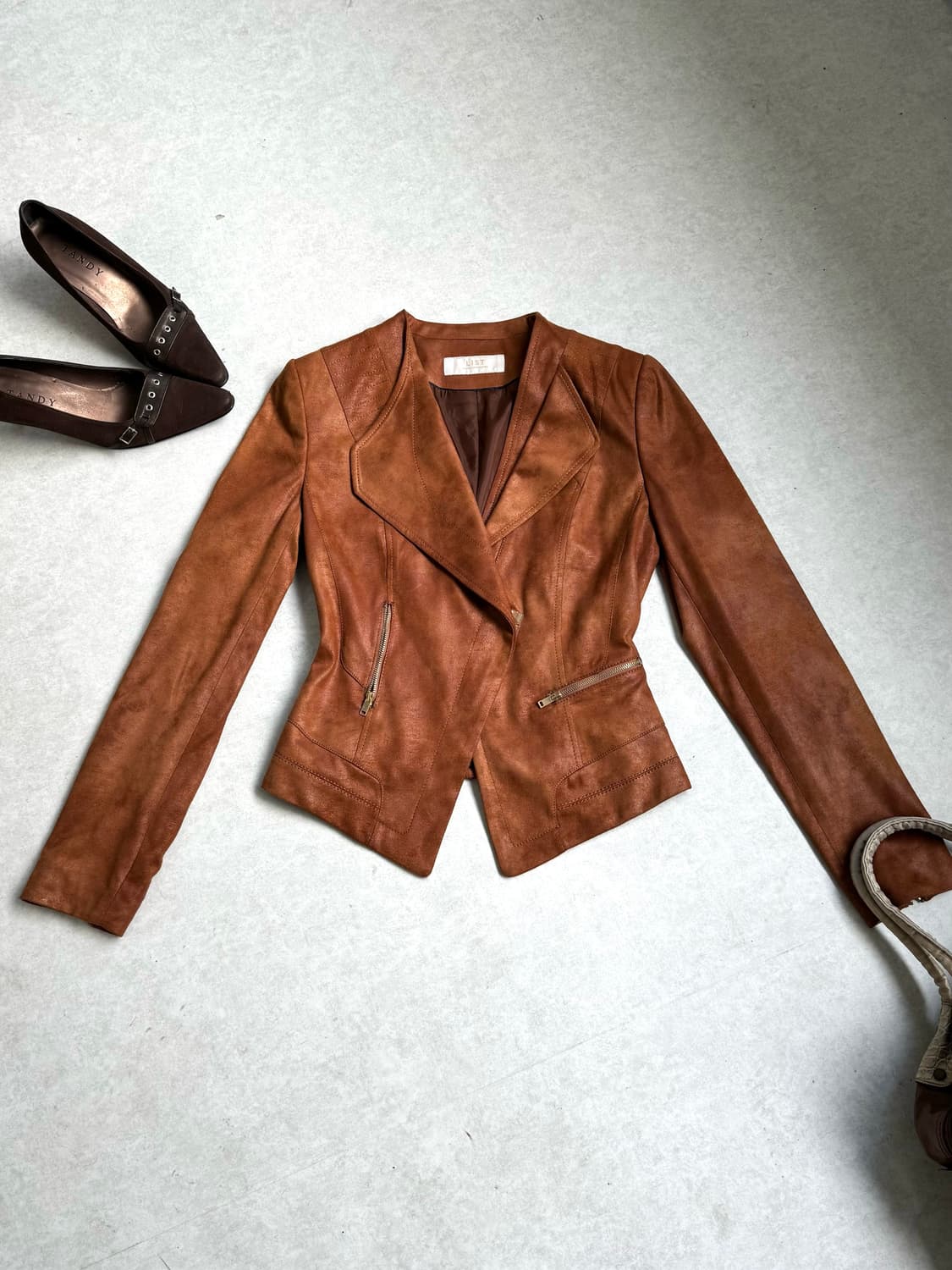 락시크 레드브라운 스웨이드자켓  상품이미지1