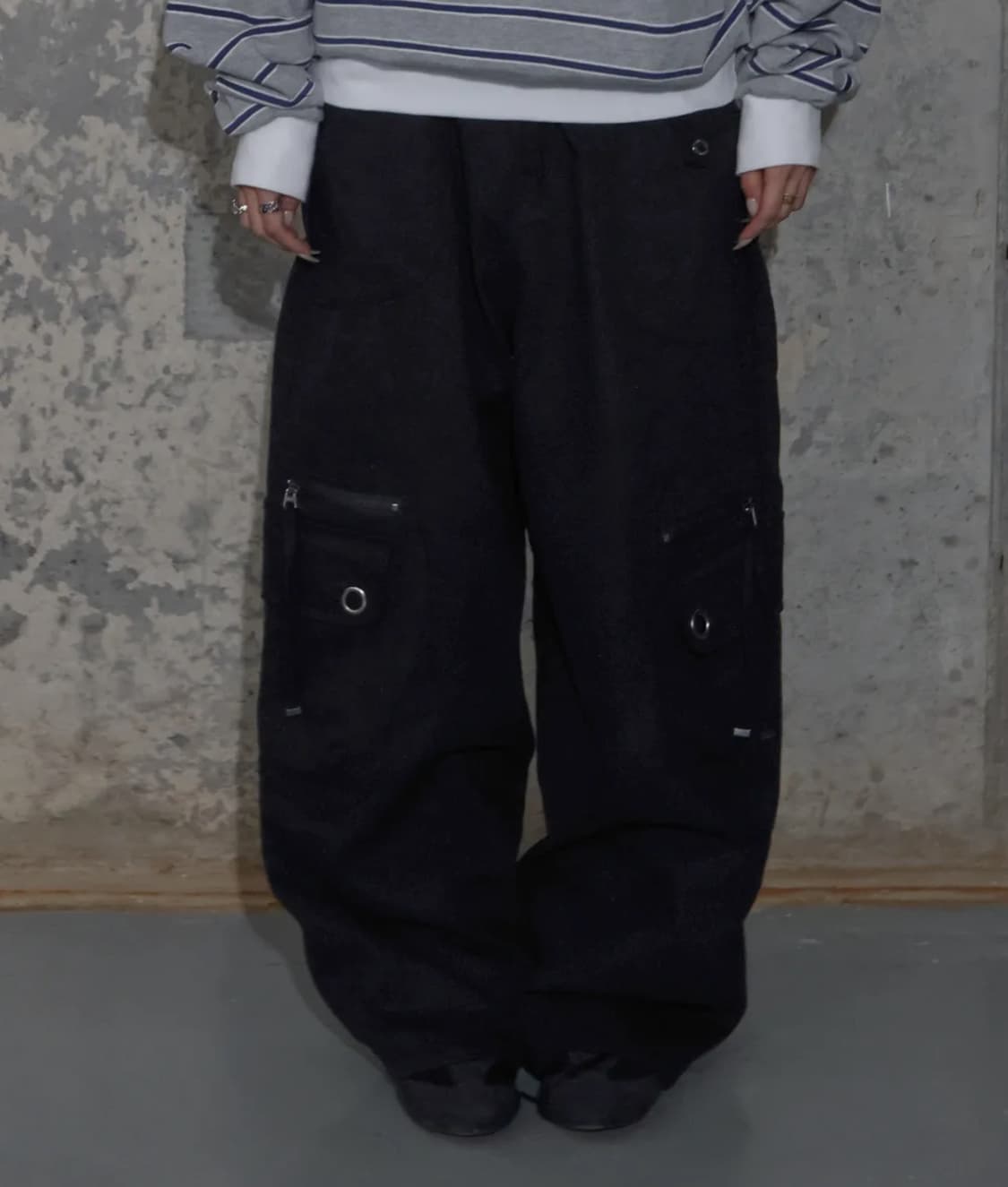 팬시클럽 크로스 포켓 카고 팬츠 블랙 2 상품이미지2