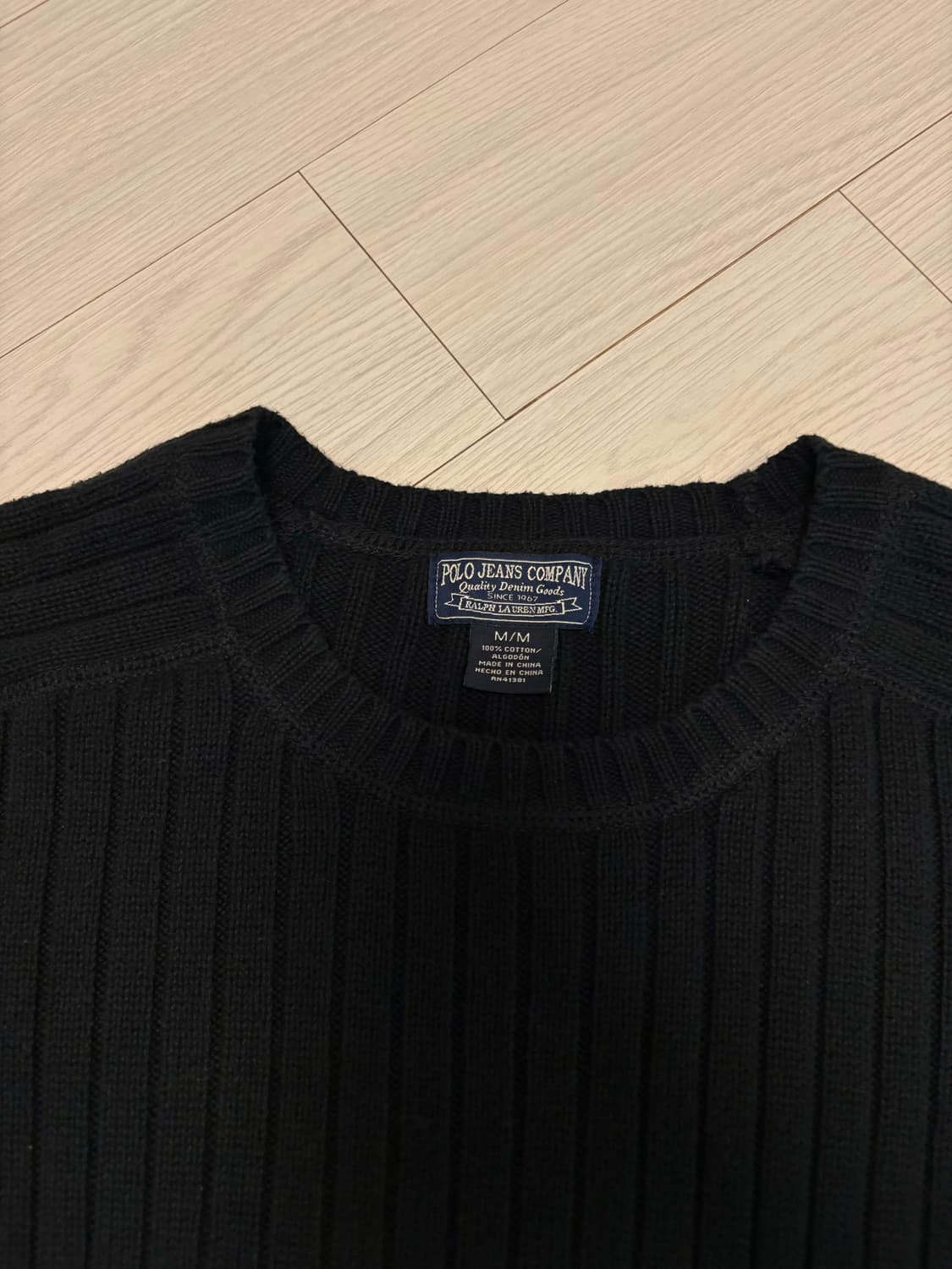 빈티지 폴로 진스 블랙 립 니트 M사이즈(95-100) 상품이미지3