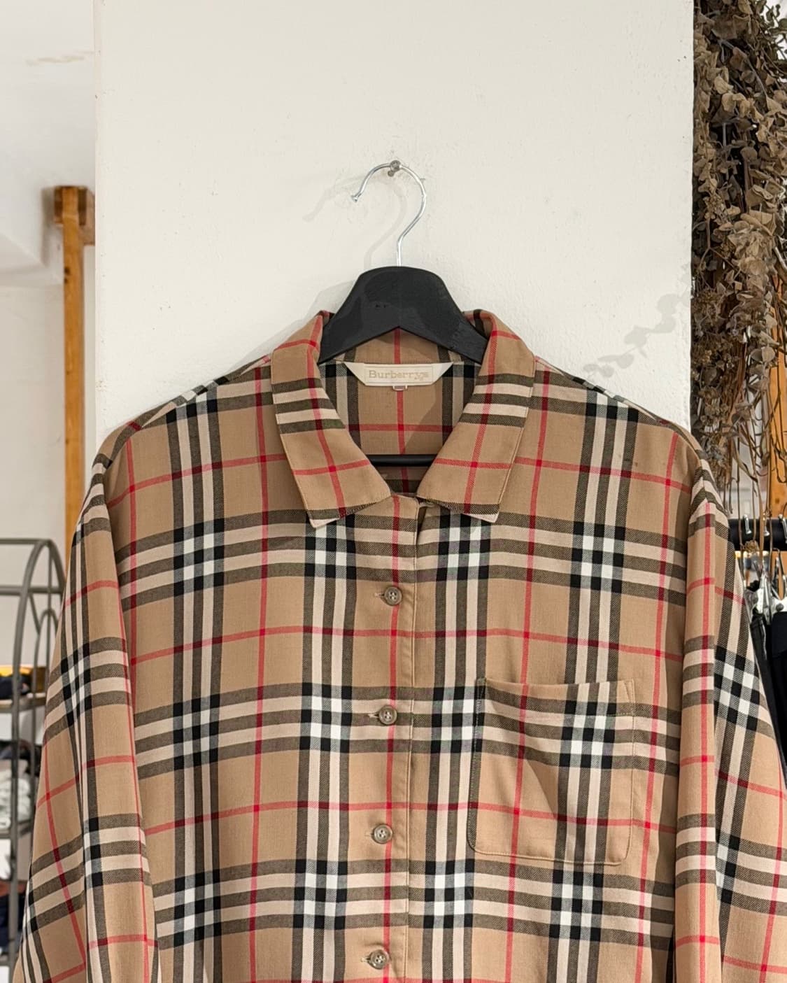 버버리 베이지 체크 코튼 셔츠 상품이미지4