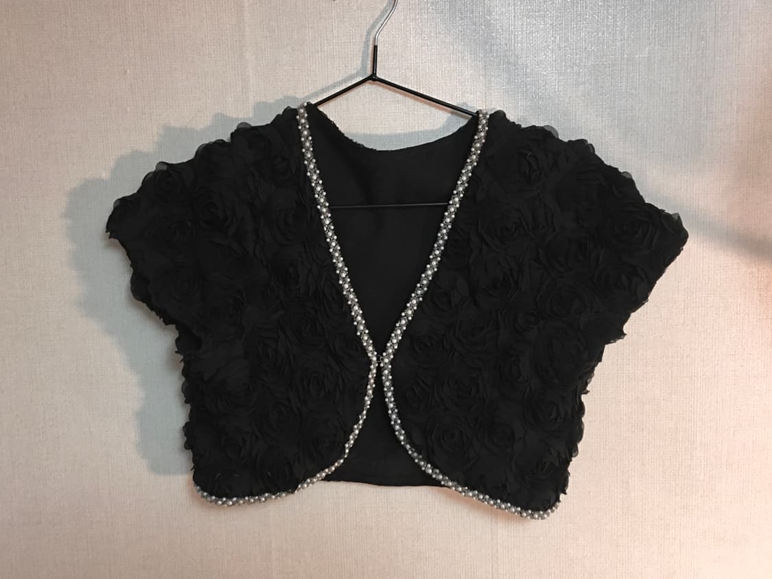 블랙 장미 펄 볼레로 가디건 고차고차와이즈걸큐빈티지프리즈프레임오츠입질연 상품이미지3