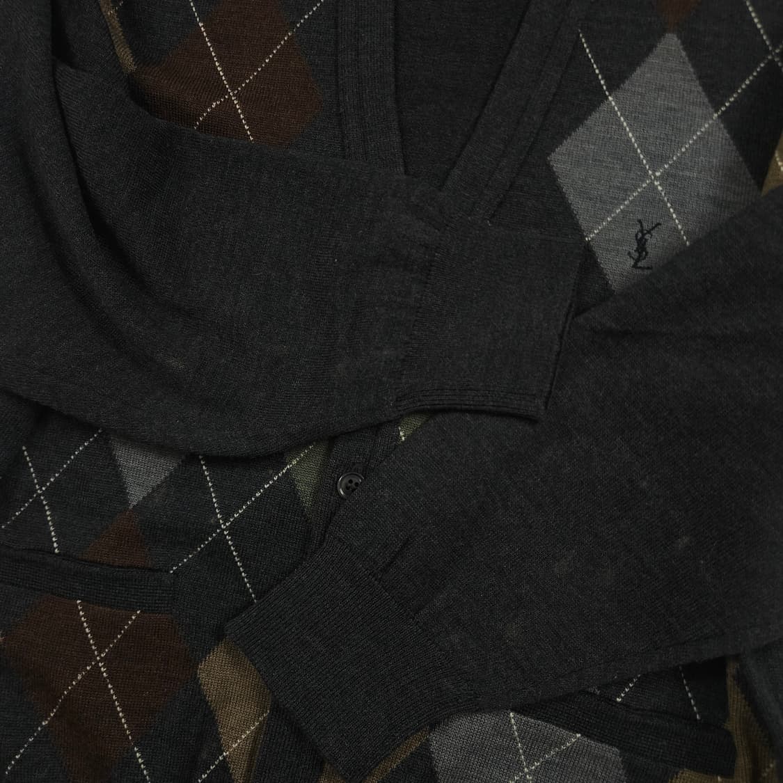 L(100) 입생로랑 아가일 울 가디건 상품이미지8