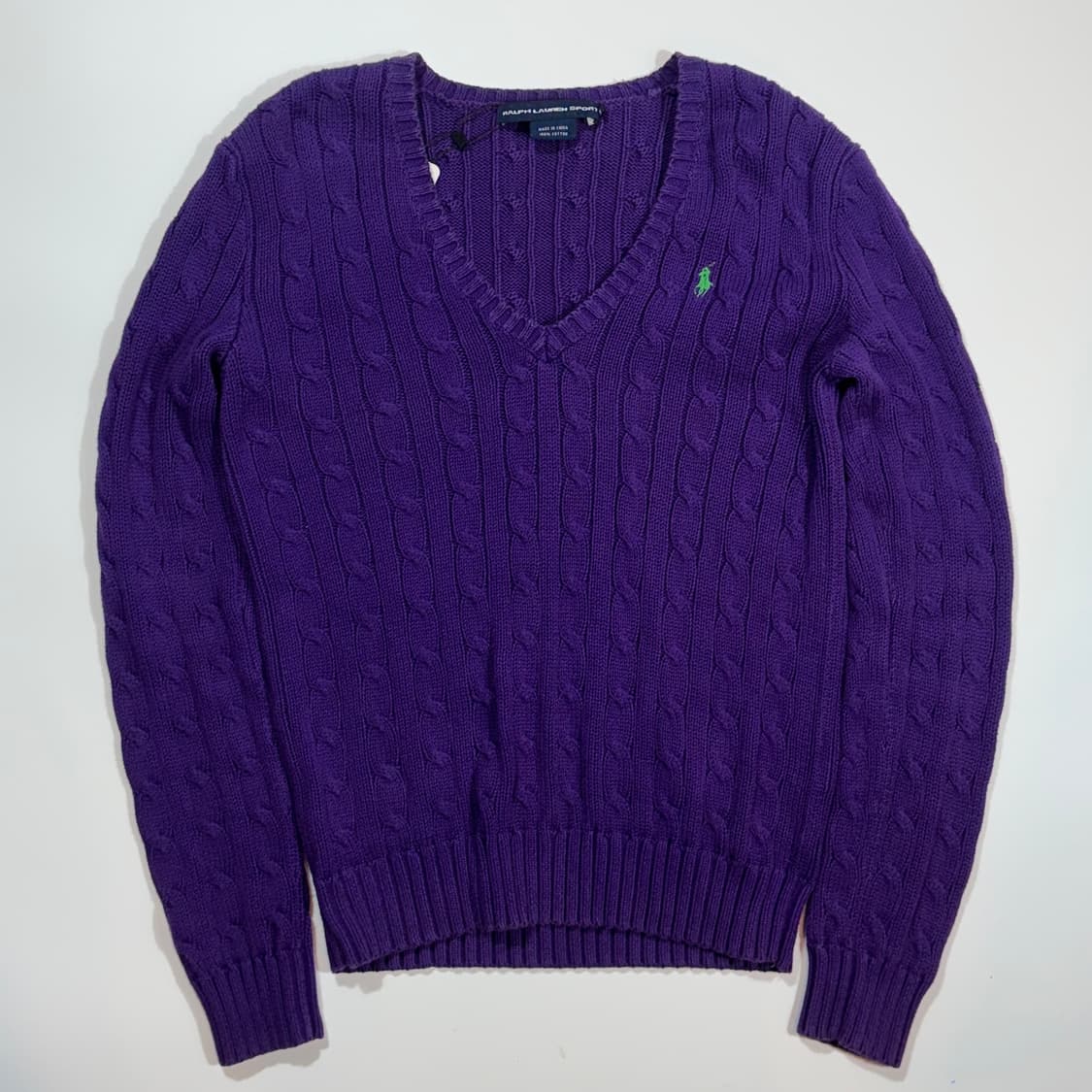 폴로 랄프로렌 스포츠 퍼플 브이넥 케이블 니트 상품이미지1