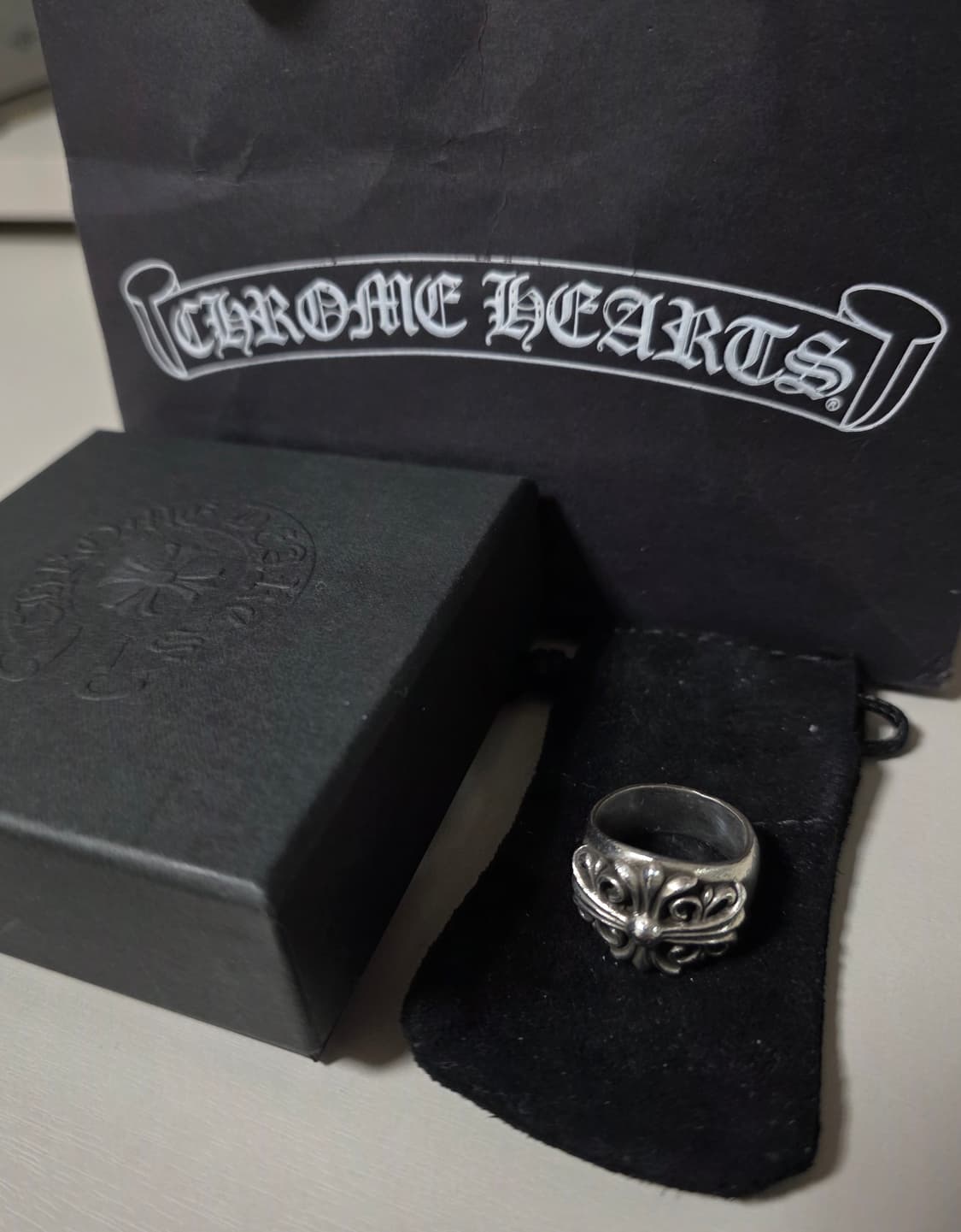 [us8.5,세척완료]크롬하츠 키퍼 크로스링 상품이미지1