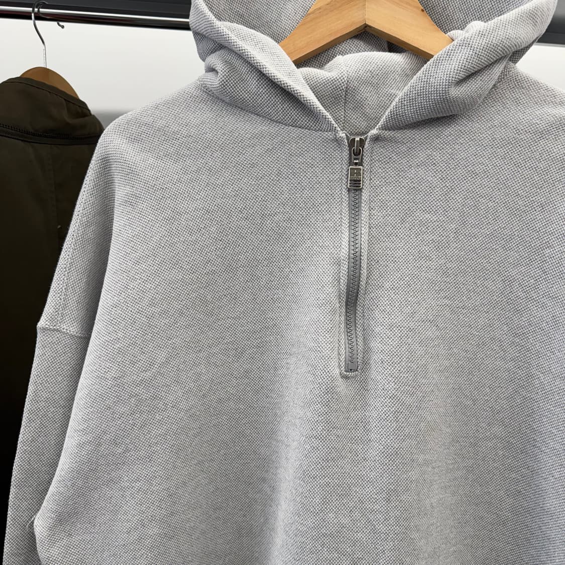 90s 러셀 빈티지 와플 반집업 스웻 후드티 made in USA (2X 상품이미지2