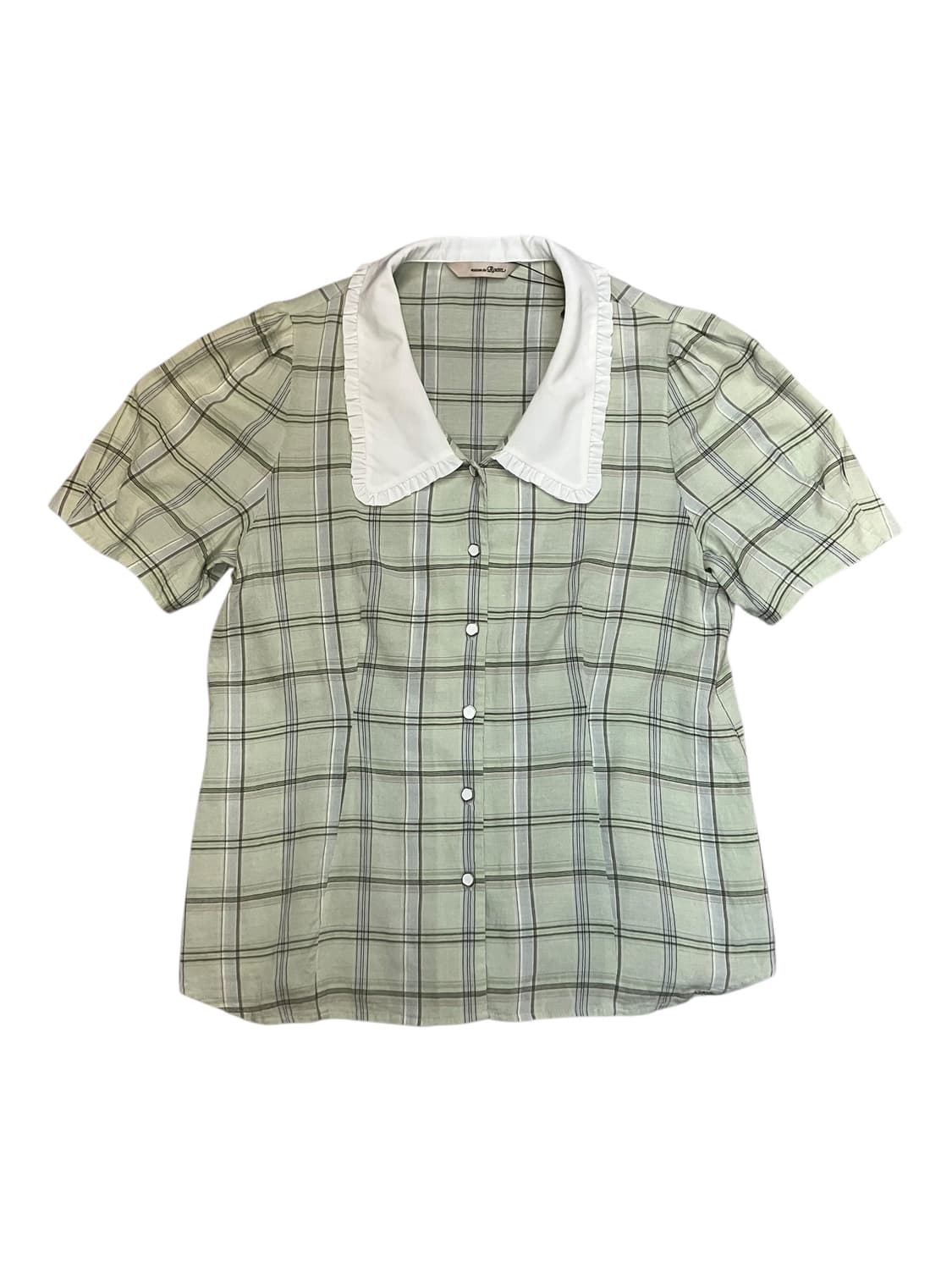 빈티지 체크 카라 블라우스 그린 M-L #csz2122 상품이미지3