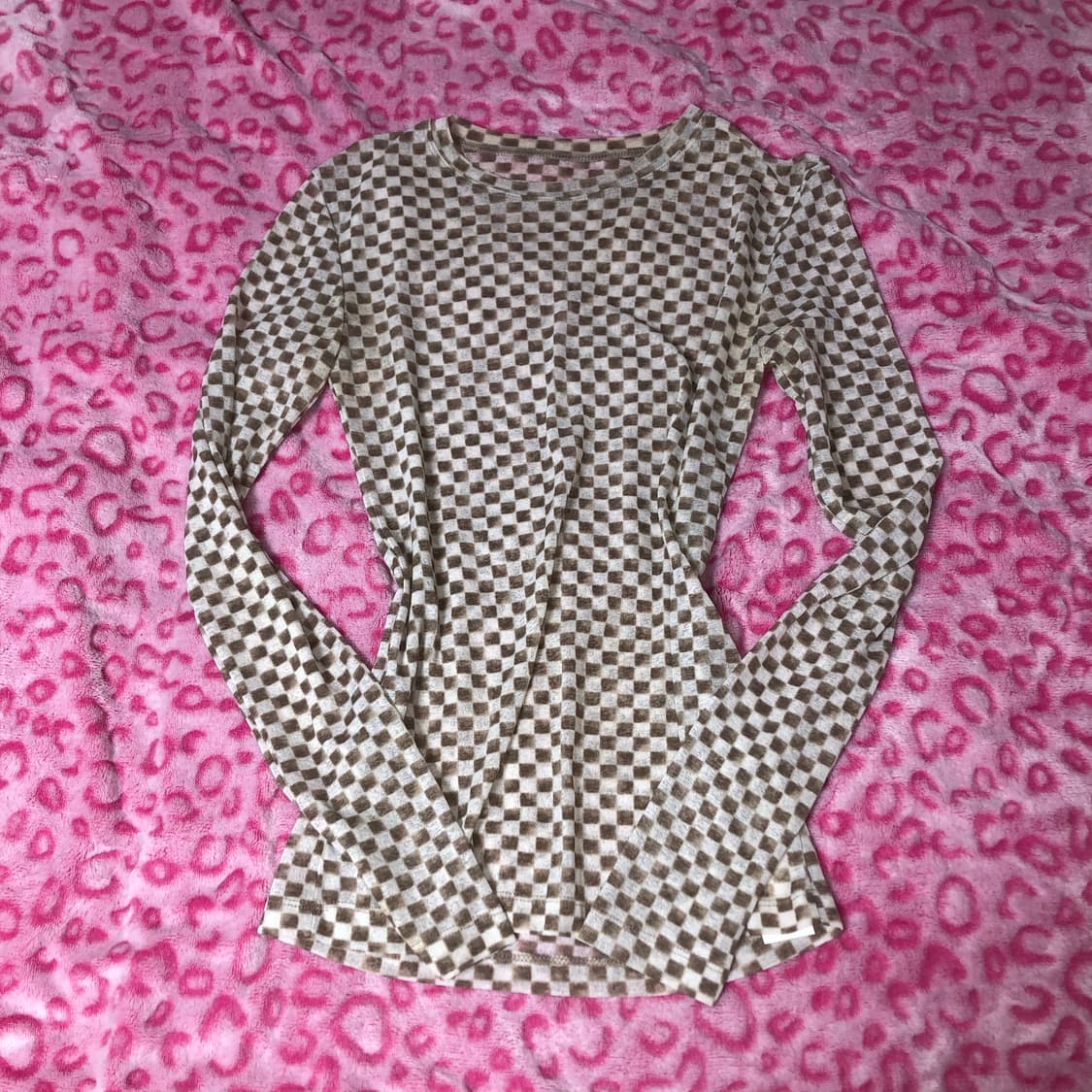 빈티지 시스루 레이어드 체크보드 이너 롱슬리브 상품이미지1