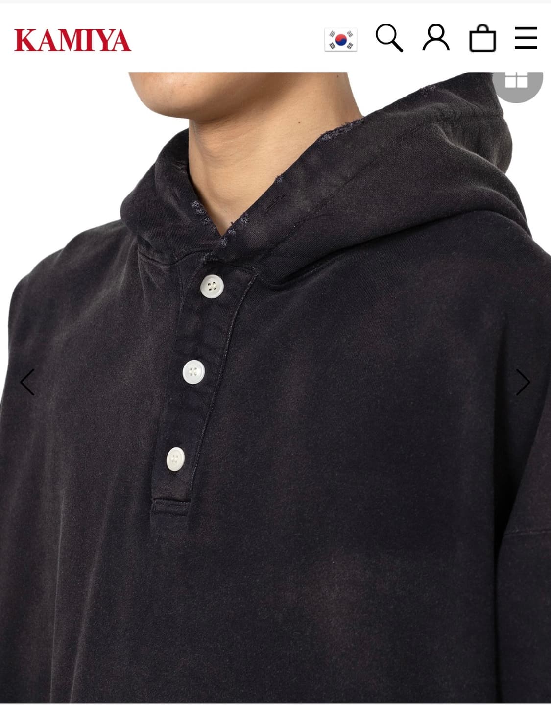 카미야 Distressed Henry Neck Hoodie L 새제품 상품이미지4