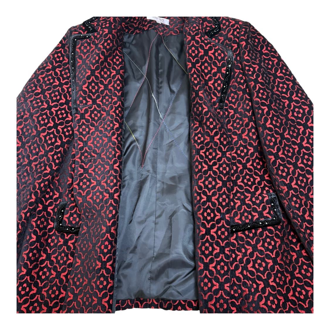 빈티지 패턴 레드 블랙 자켓 상품이미지4