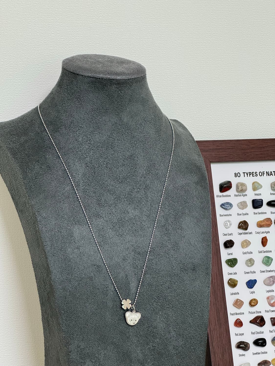 키치 큐티 힙 테디베어 클로버 목걸이🧸🍀🤍 상품이미지6