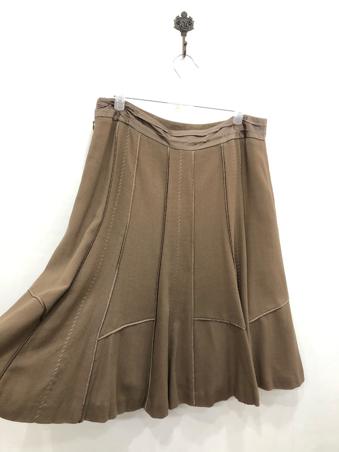 l atte brown panel stitch midi skirt 상품이미지3