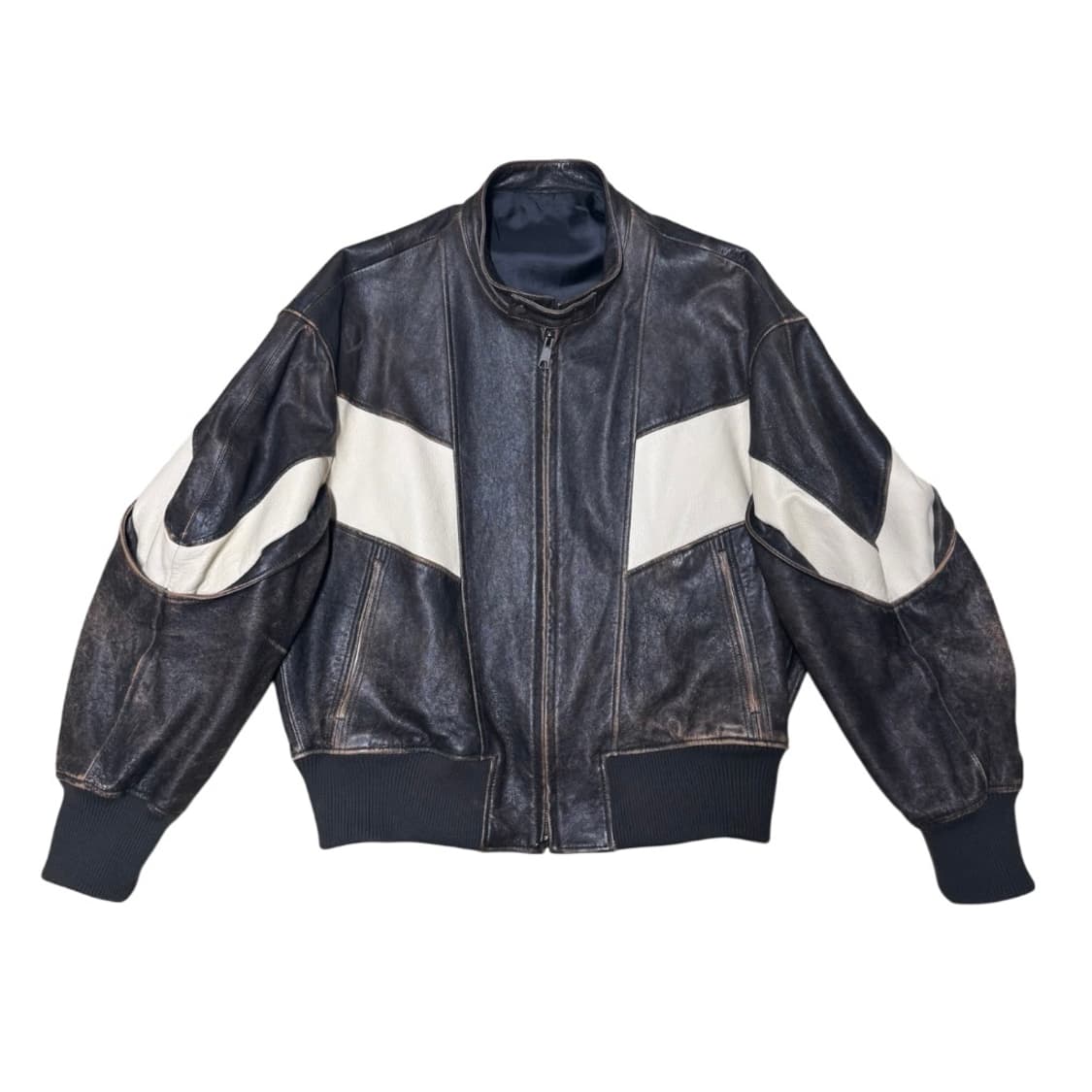 디스트레스 믹스드 레더 점퍼 상품이미지6