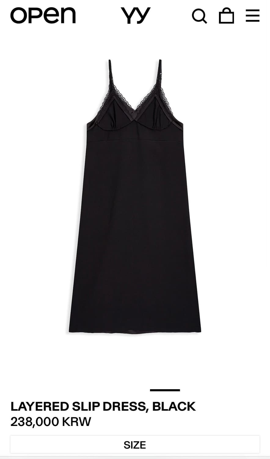 Open yy LAYERED SLIP DRESS, BLACK 상품이미지3