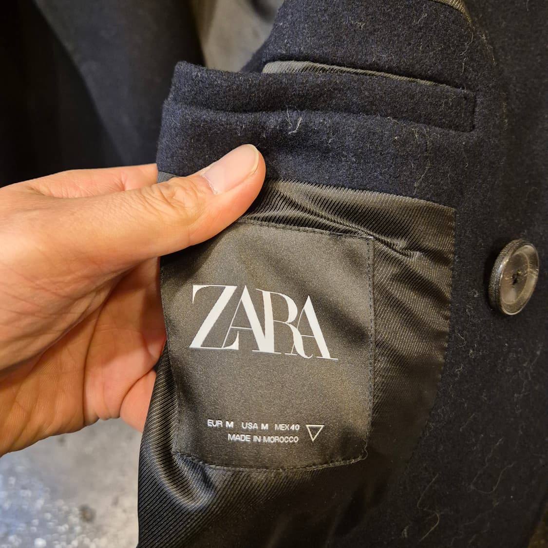 실사이즈-XL(착샷잇음) 자라 네이비 울 더블롱코트  상품이미지4