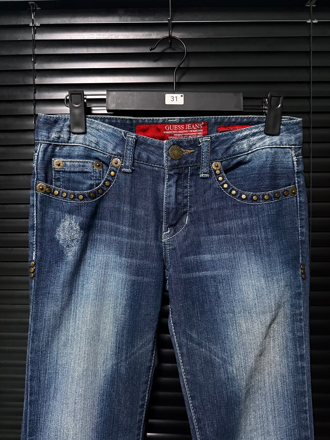 게스 찡 스터드 워싱 데님 부츠컷 나팔 플레어 웨스턴 24 고스 펑크 락 상품이미지2