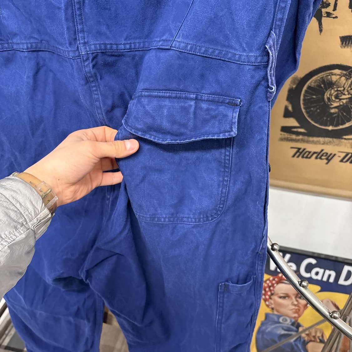 90s 프렌치 워크웨어 커버올 코튼트윌 점프수트 잉크블루 N953 상품이미지7