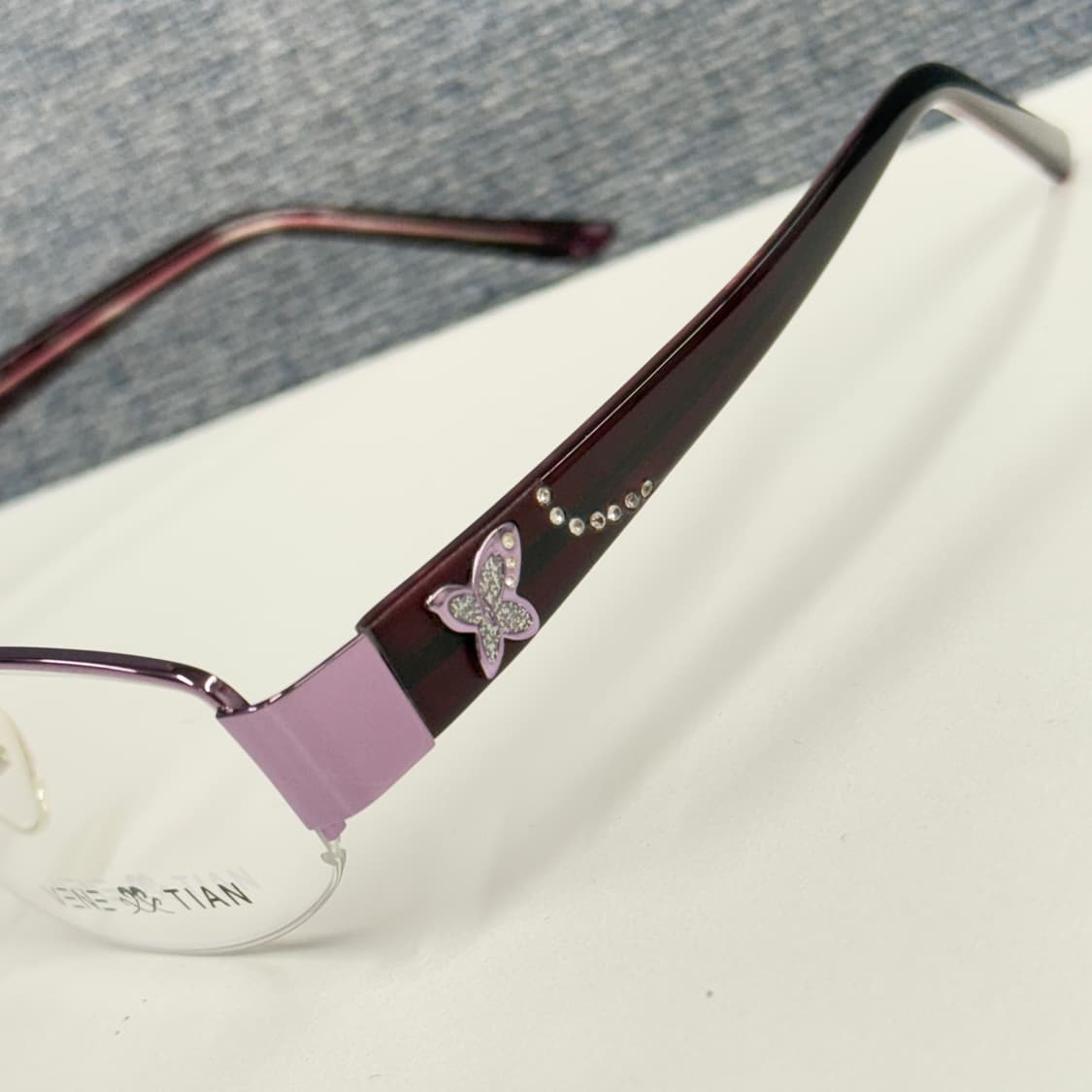 키치한 라벤더 컬러 빈티지 반무테 안경 상품이미지8