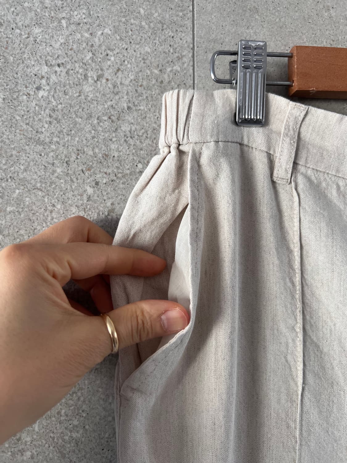 여성 린넨 혼방 세미 와이드 팬츠 아이보리 상품이미지2