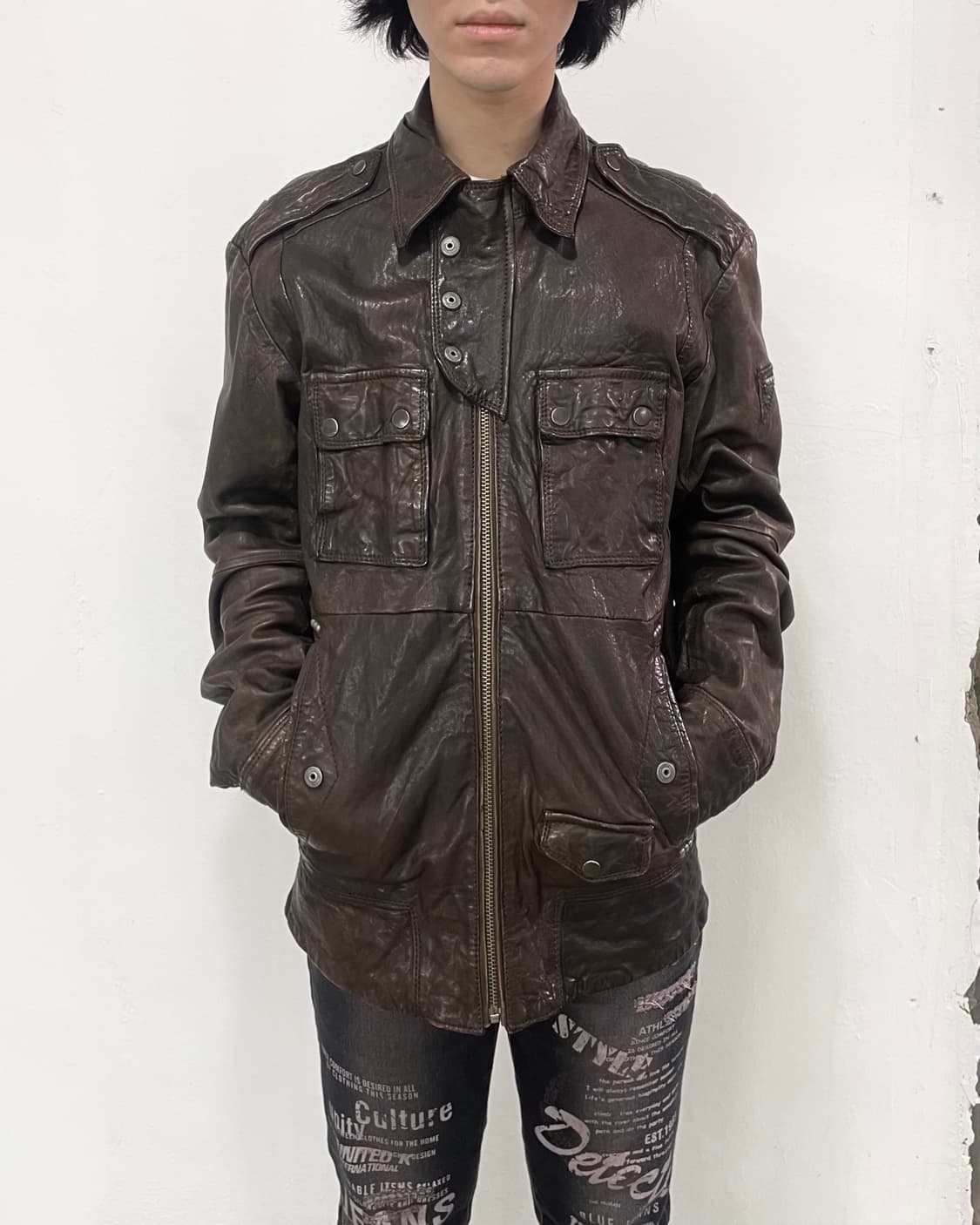 디젤 디어헌터 쉽스킨 레더 자켓 상품이미지2