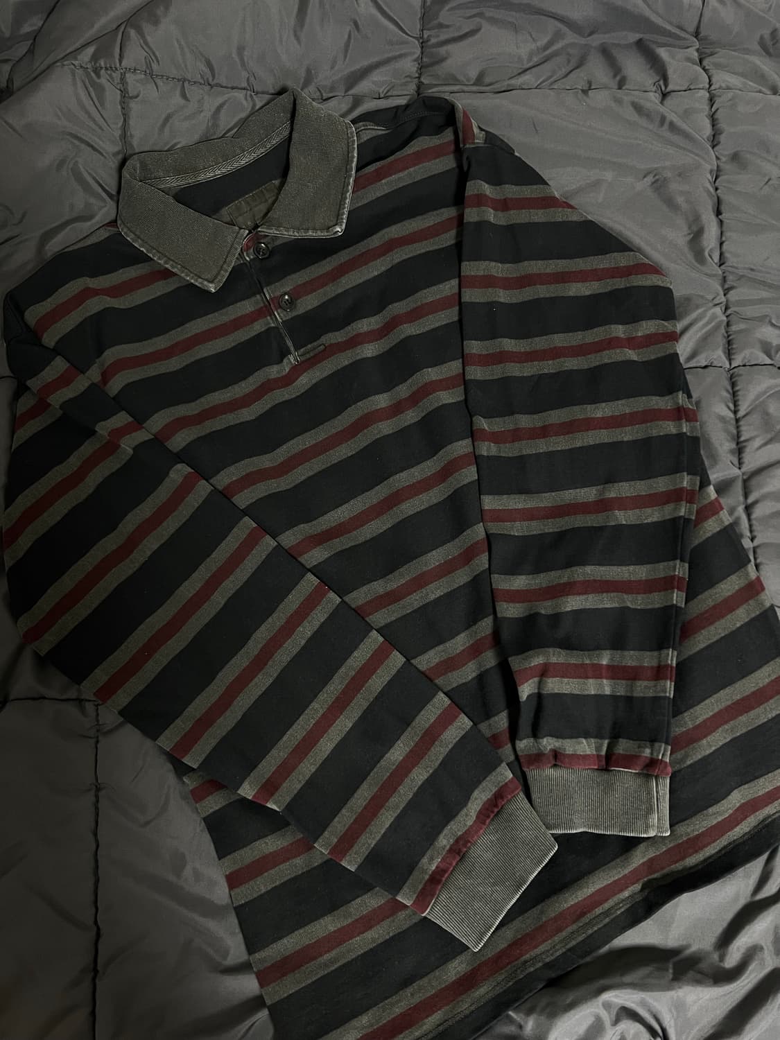 [1]엔도어 빈티지 스트라이프 폴로 셔츠- 빈티지 그레이 상품이미지1