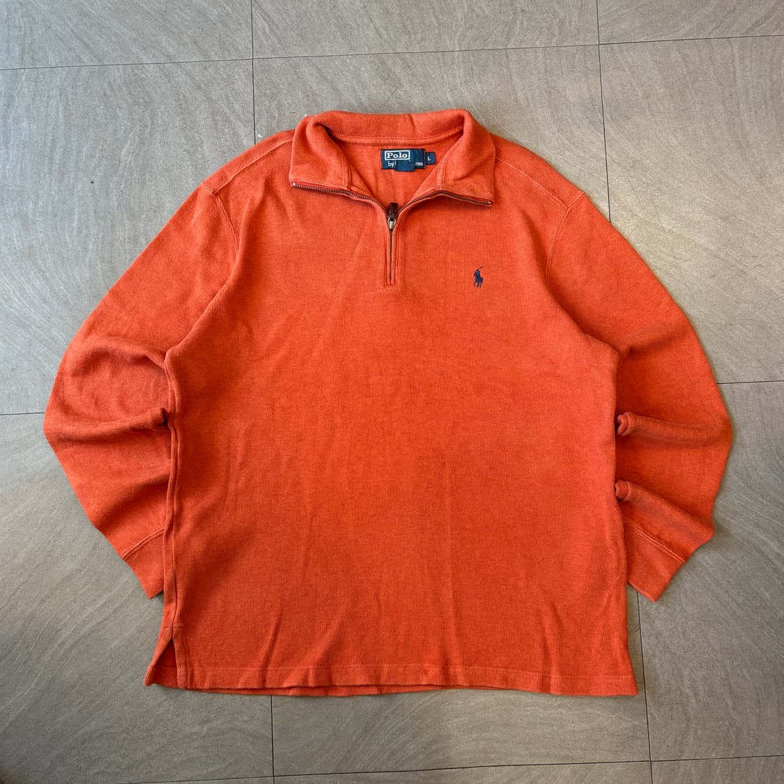 폴로 정품 오렌지 반집업 니트 상품이미지1