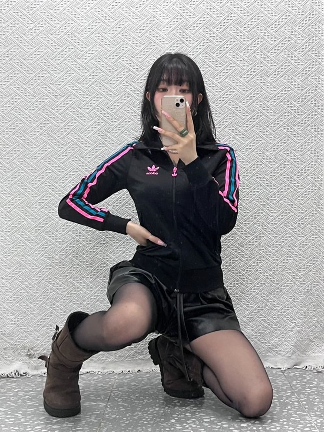 아디다스 Y2K 대장급 스트릿펑크 키치 핑크 져지 집업 85 C12428 상품이미지1