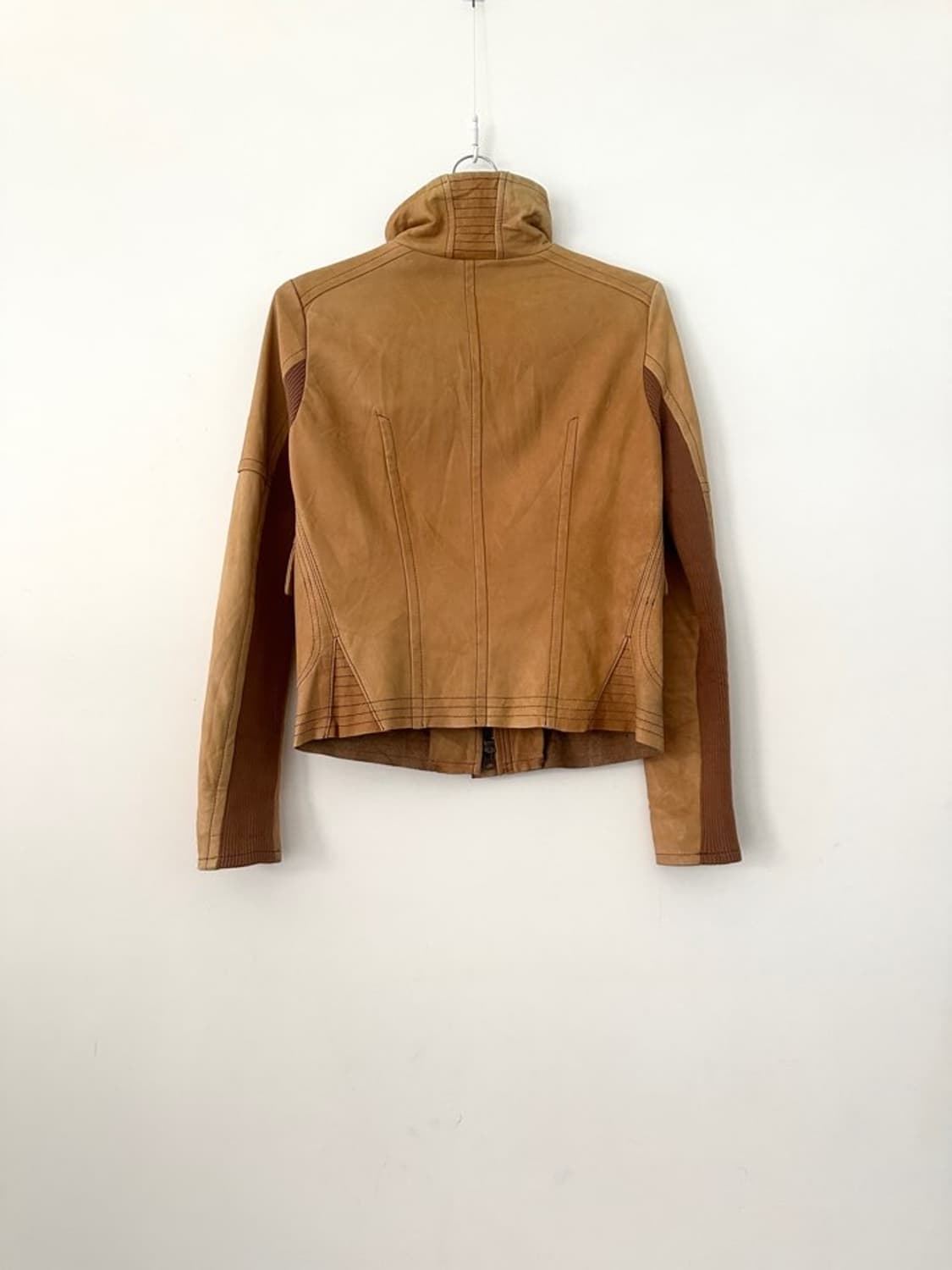 High neck ribbed sheep skin jacket 상품이미지4