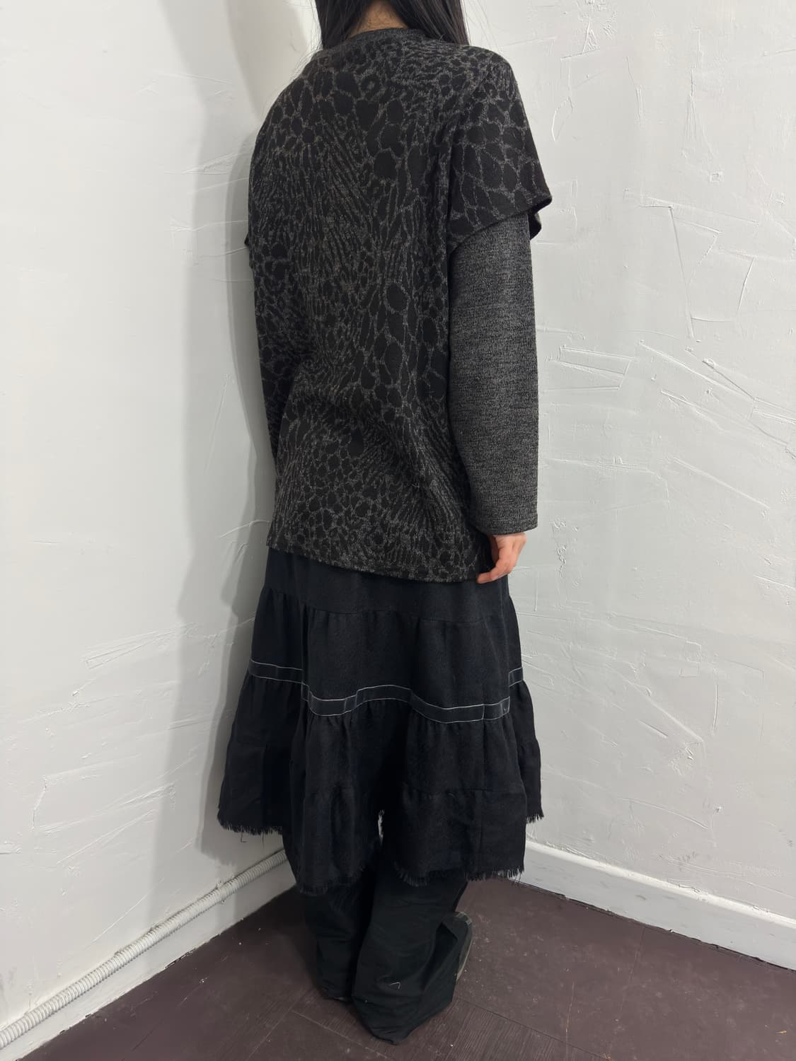 across black leopard layered top 상품이미지6