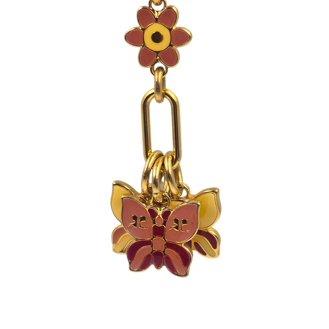 90s 꾸레쥬 에나멜 꽃잎&나비 레이어드 키링 상품이미지5