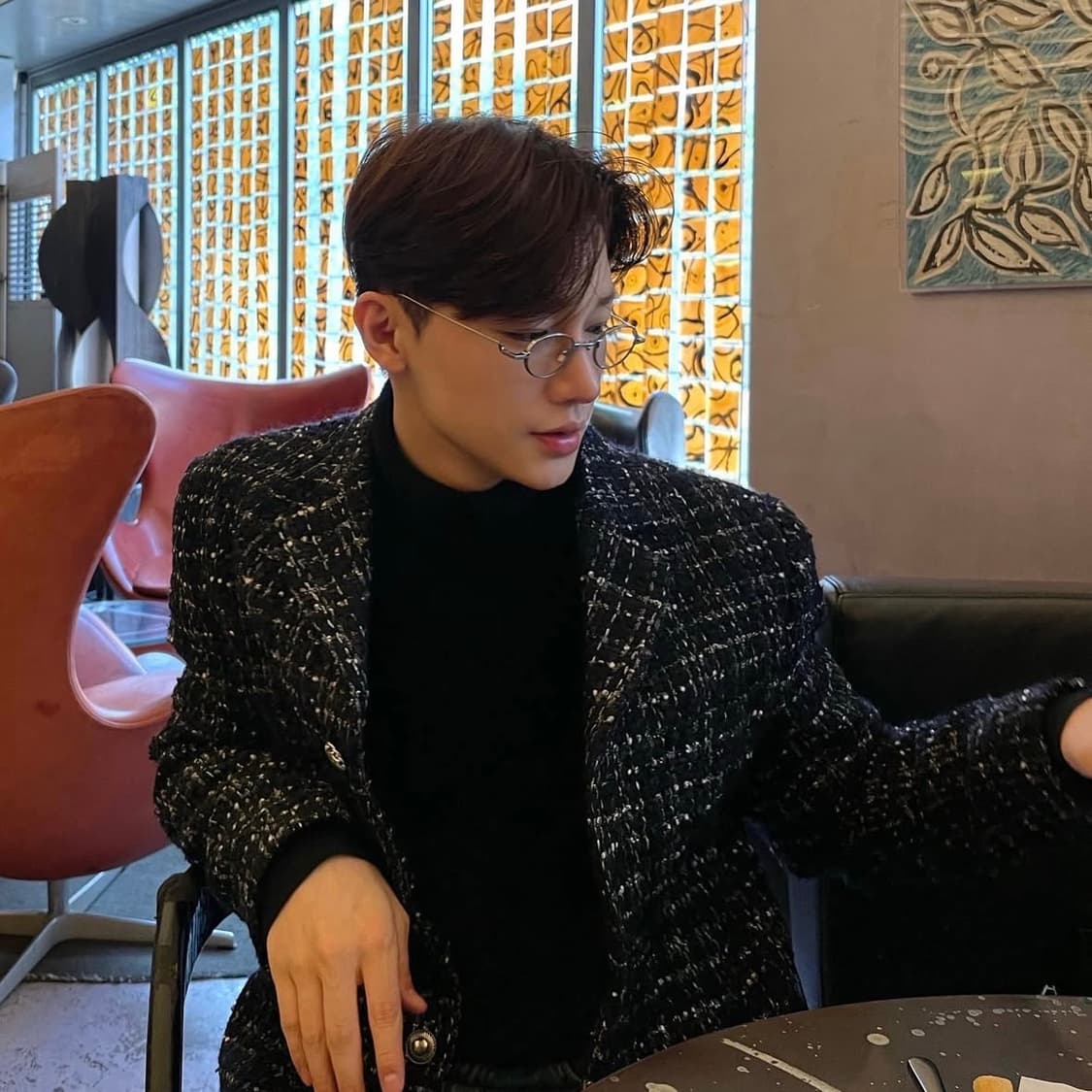 (새제품) 모델 이유안 브랜드 ANYU 트위드 자켓 블랙 상품이미지1