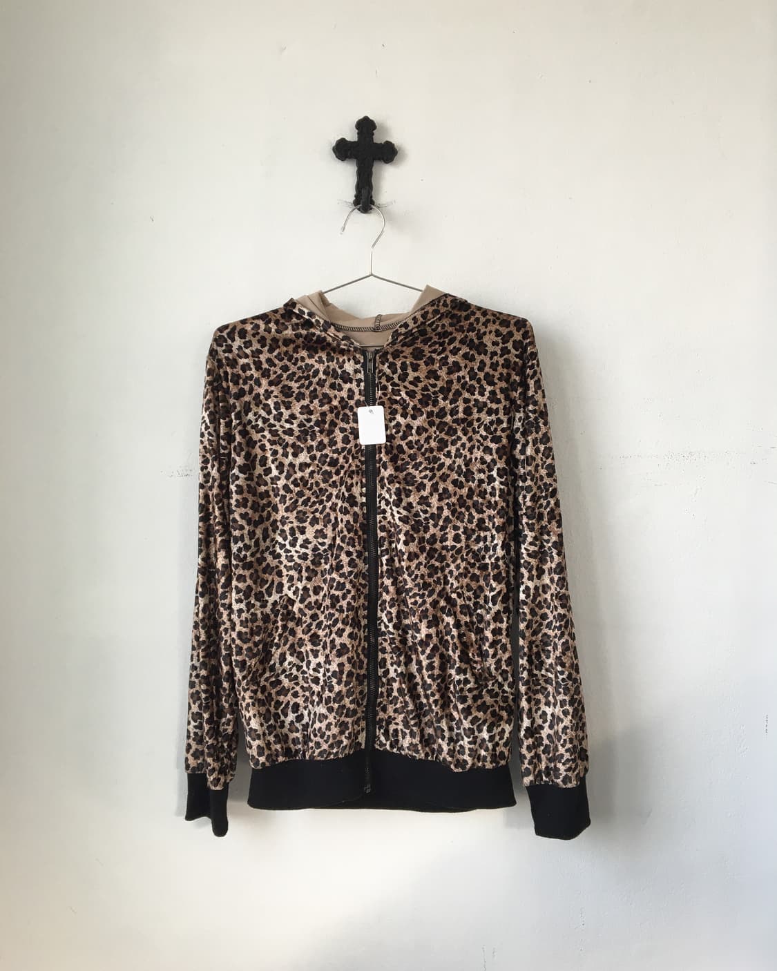 Leopard pattern fleece hood zip up 상품이미지2