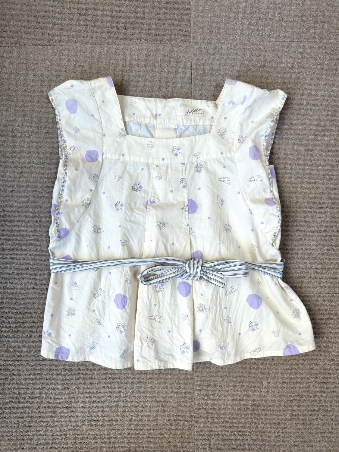 cikolata 라벤더 프린트 코튼 블라우스 상품이미지1