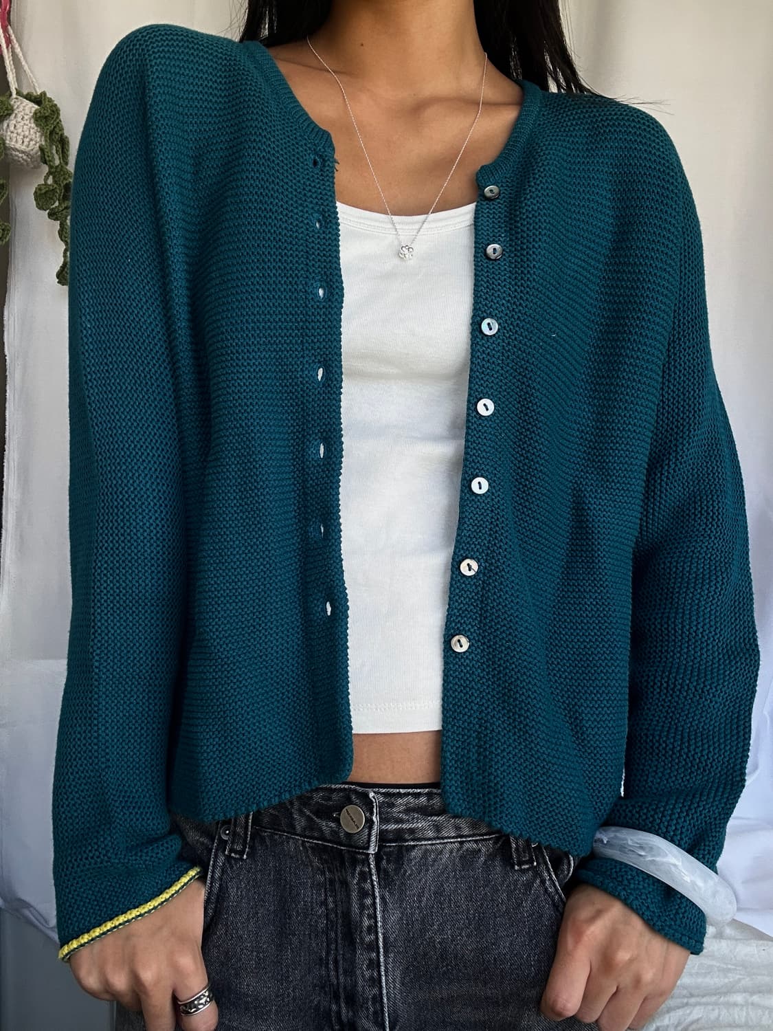 빈티지 청록 니트 가디건 상품이미지1