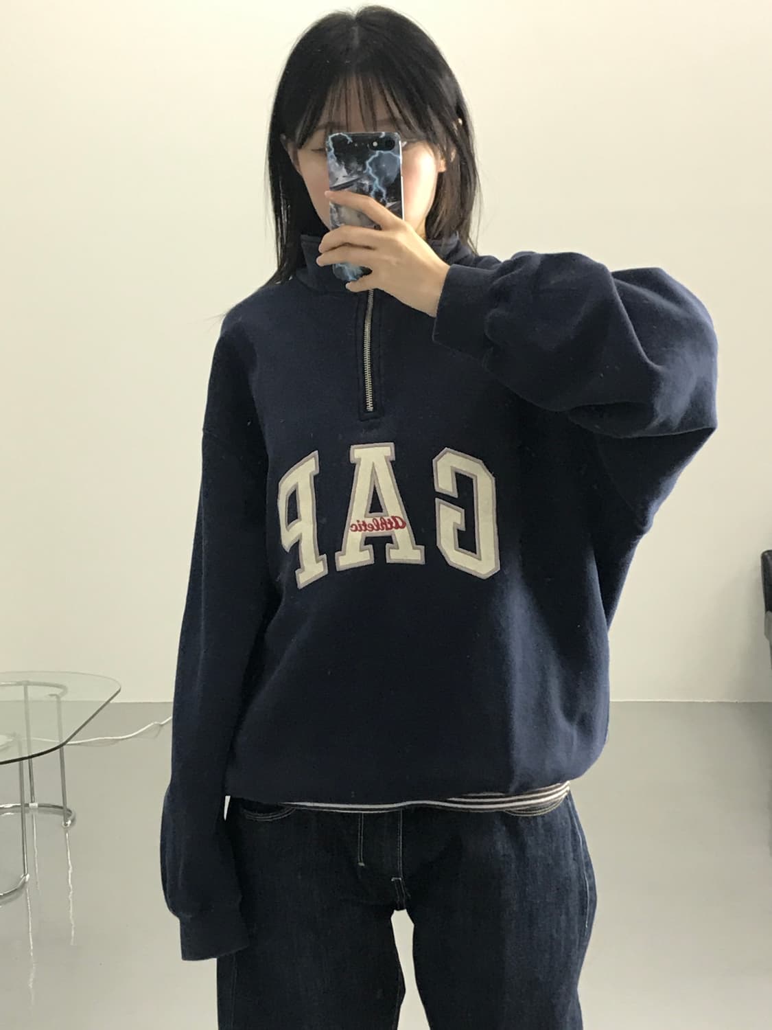  90s 올드스쿨 갭 하프집업 맨투맨 상품이미지1