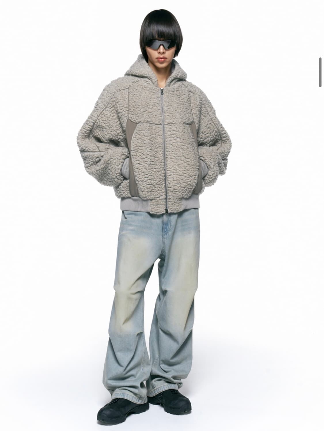 인사일런스 텍스처드 울 후드 점퍼 베이지 M 상품이미지3