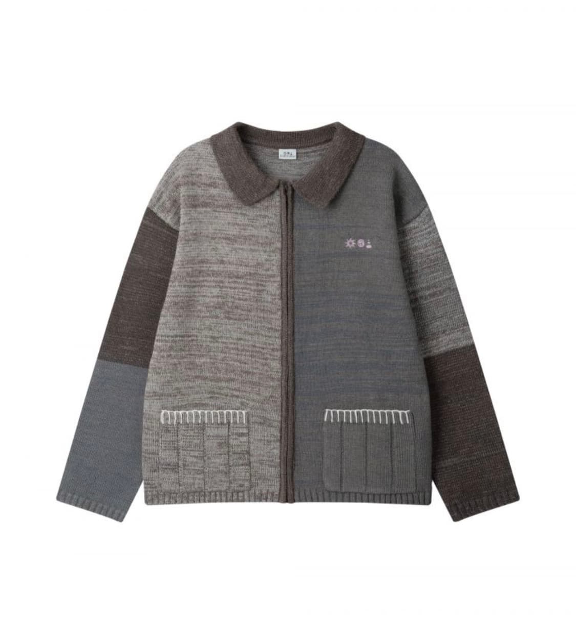 어스지구 MELANGE KNIT JACKET (CHARCOAL)  상품이미지1