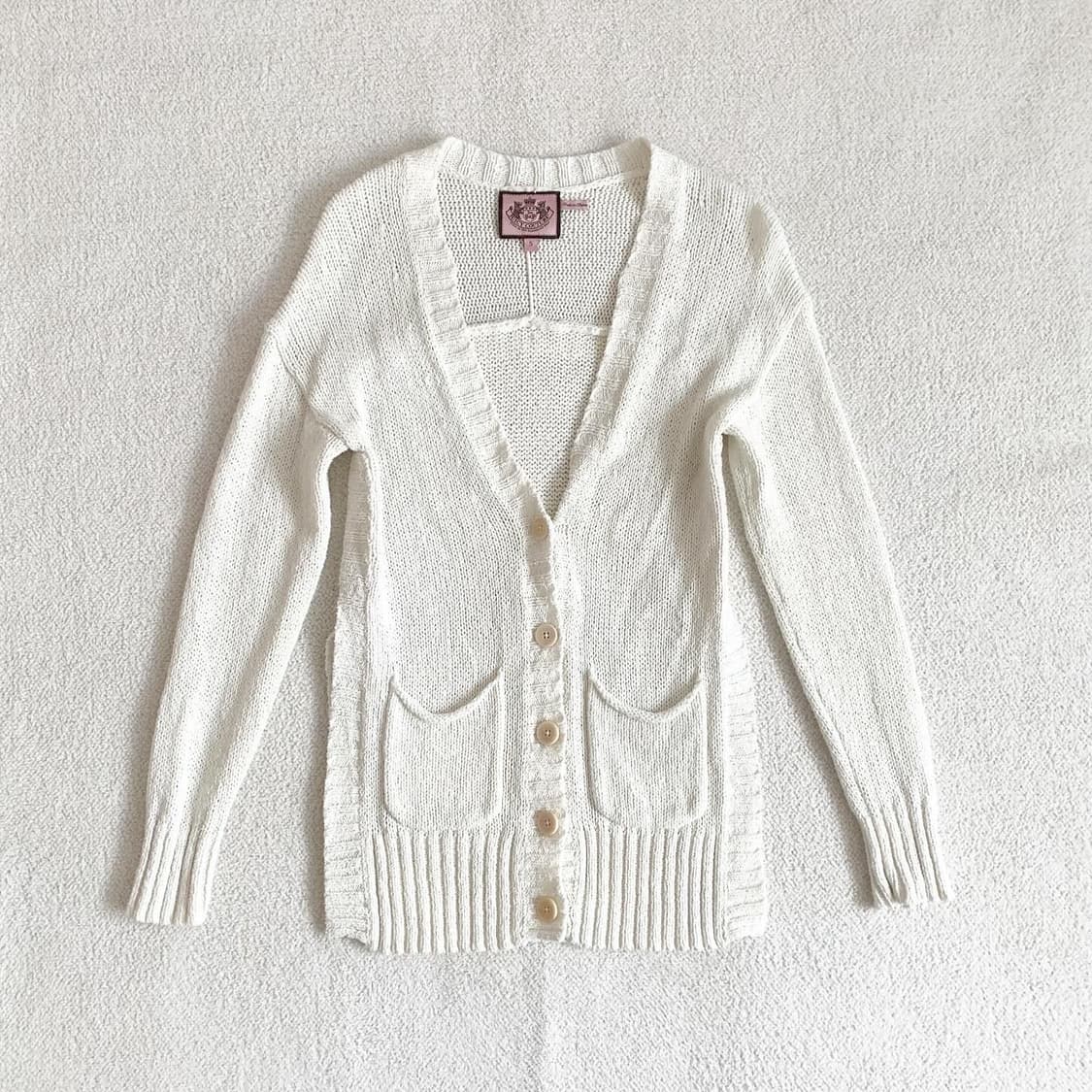 y2k 쥬시꾸뛰르 크림아이보리 트임 가디건 상품이미지1