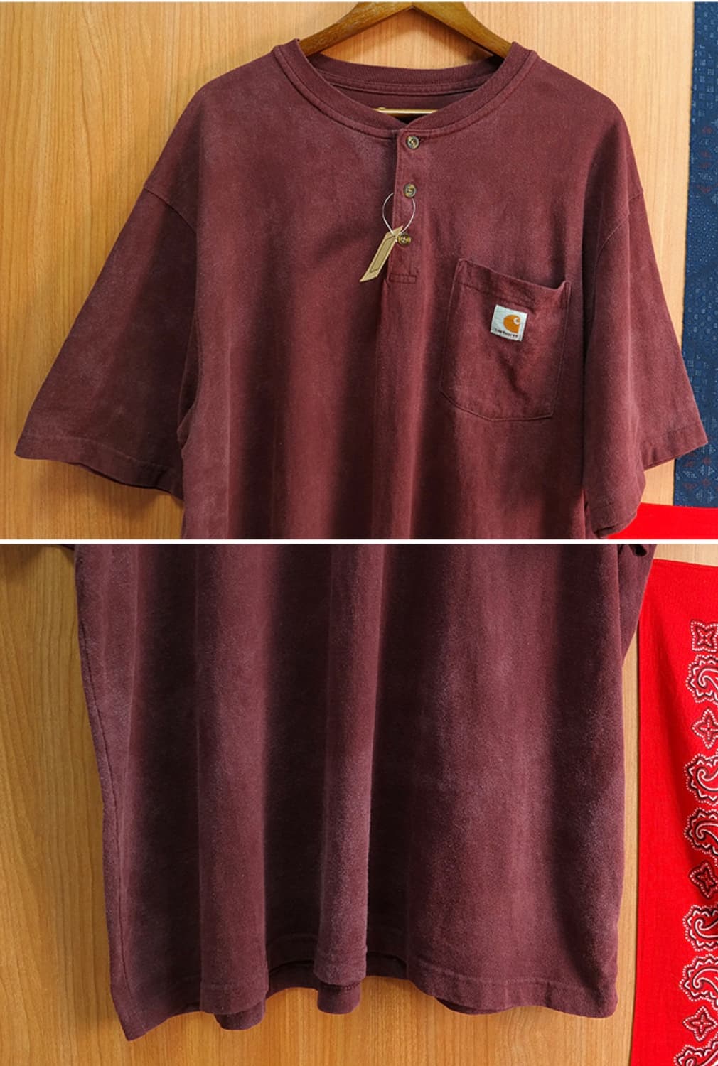 미국판 carhartt 칼하트 코튼 100%빈티지 분위기 헨리넥 티셔츠
 상품이미지2