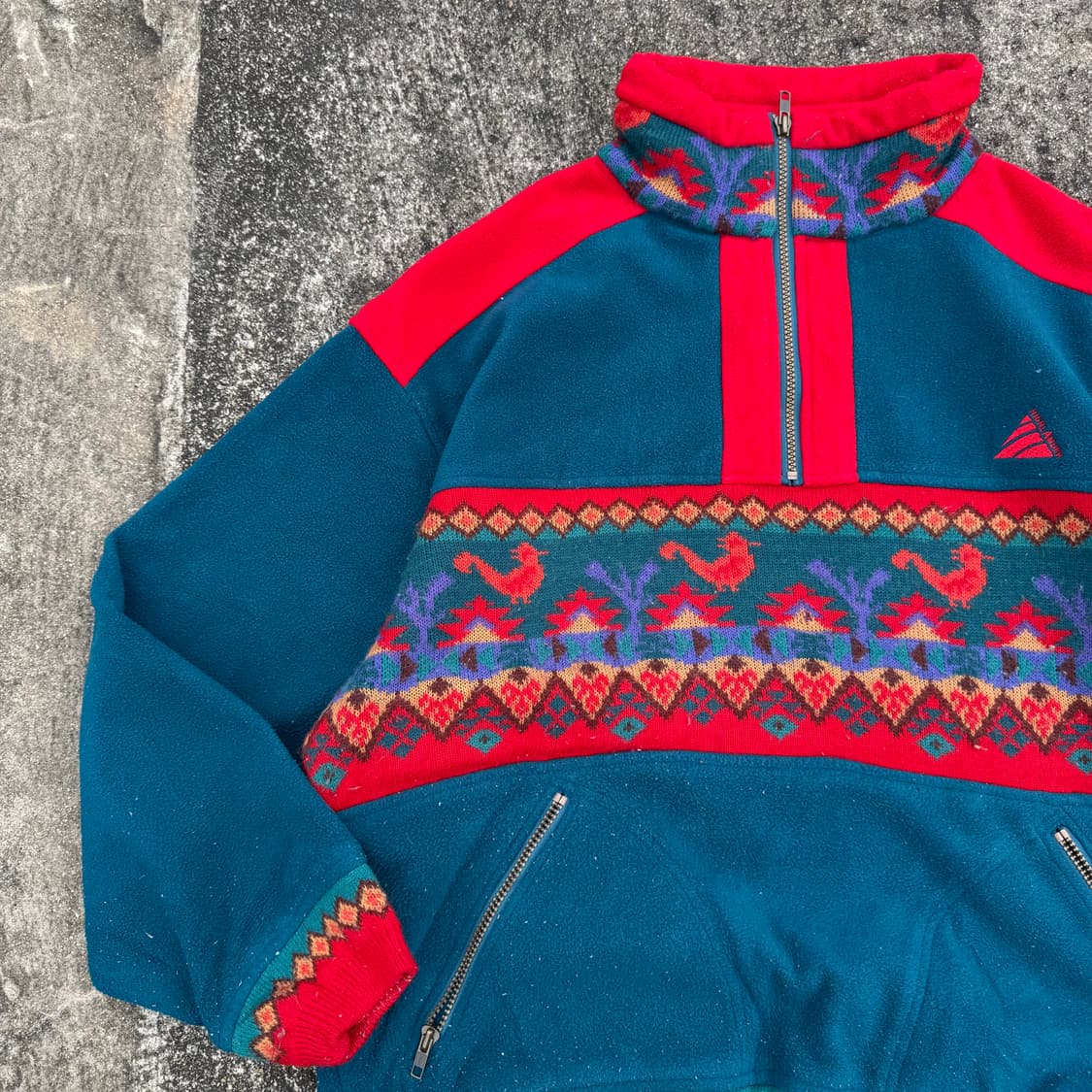 [L] 빈티지 패턴 하프집업 후리스 맨투맨 상품이미지3