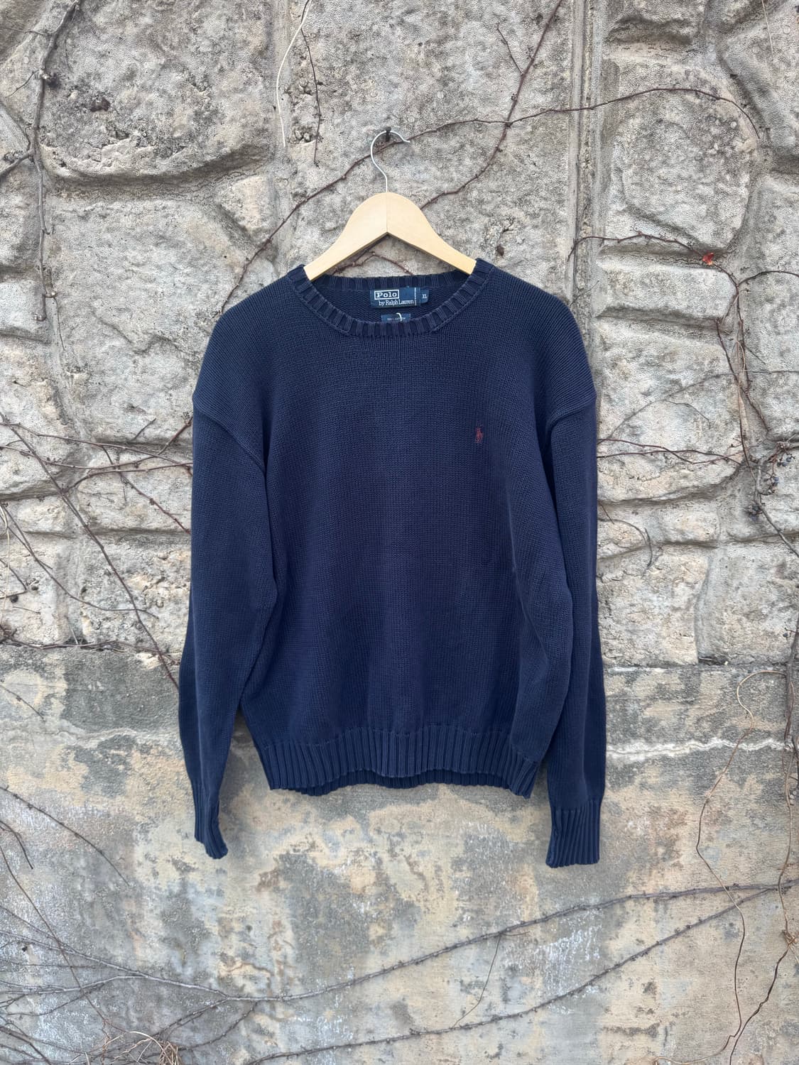 90s 폴로 랄프로렌 빈티지 코튼 니트 네이비 xl 상품이미지1