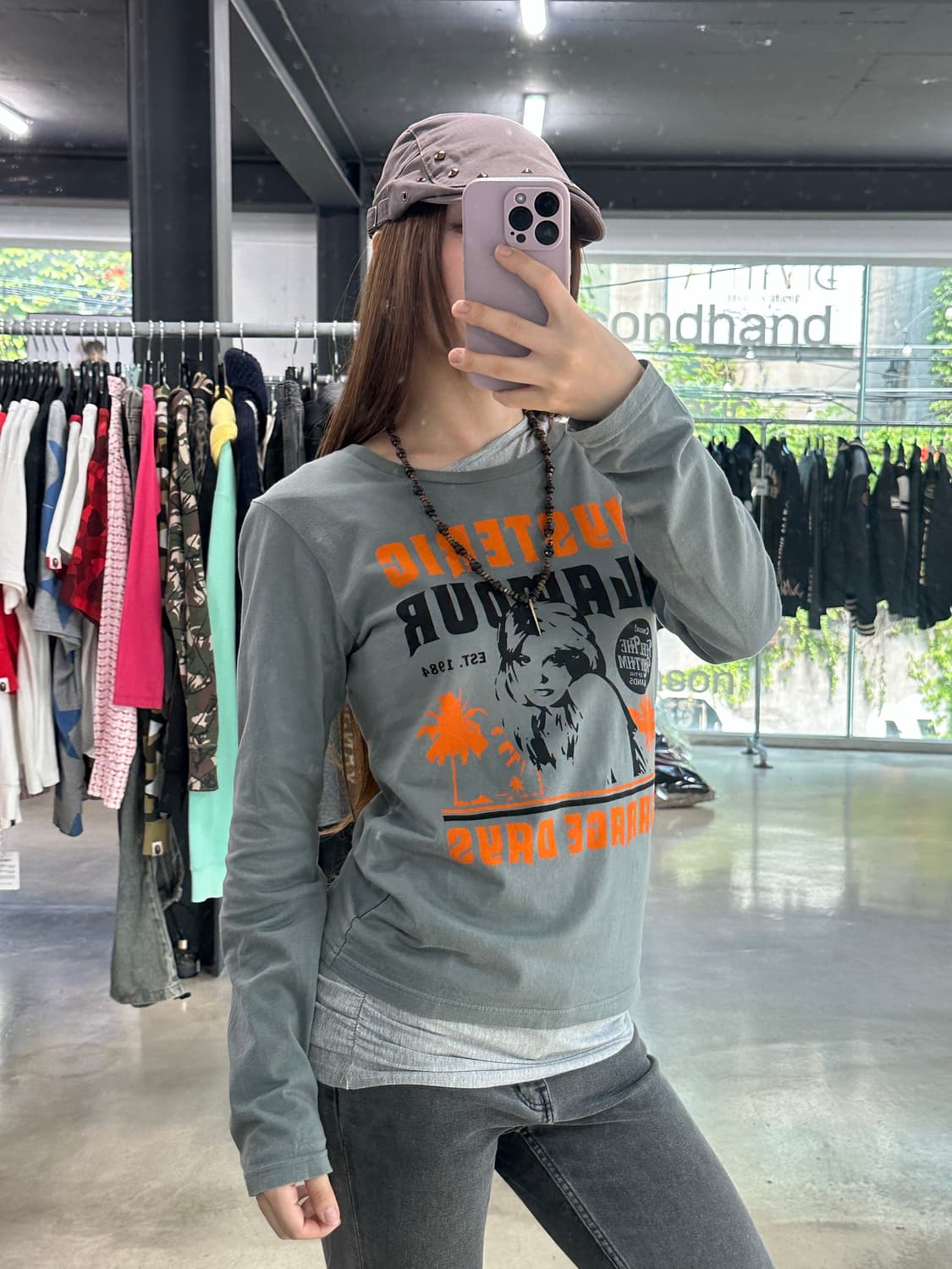 히스테릭글래머 Garage days레터링 롱슬리브긴팔티셔츠 상품이미지1