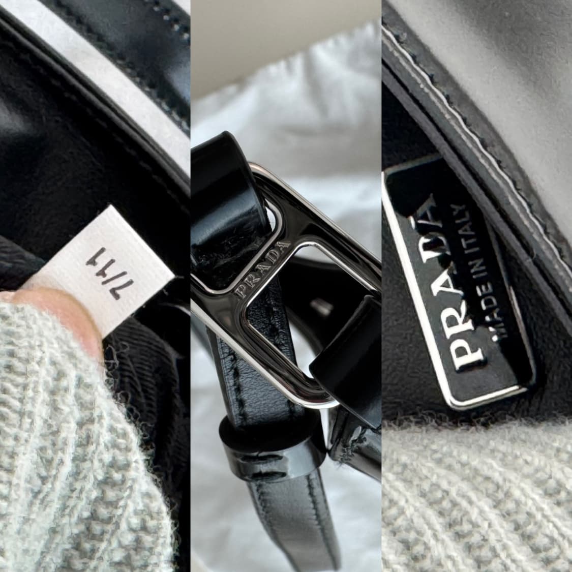 프라다 클레오 브러시드 가죽 숄더백 블랙,실착용한번 상품이미지7
