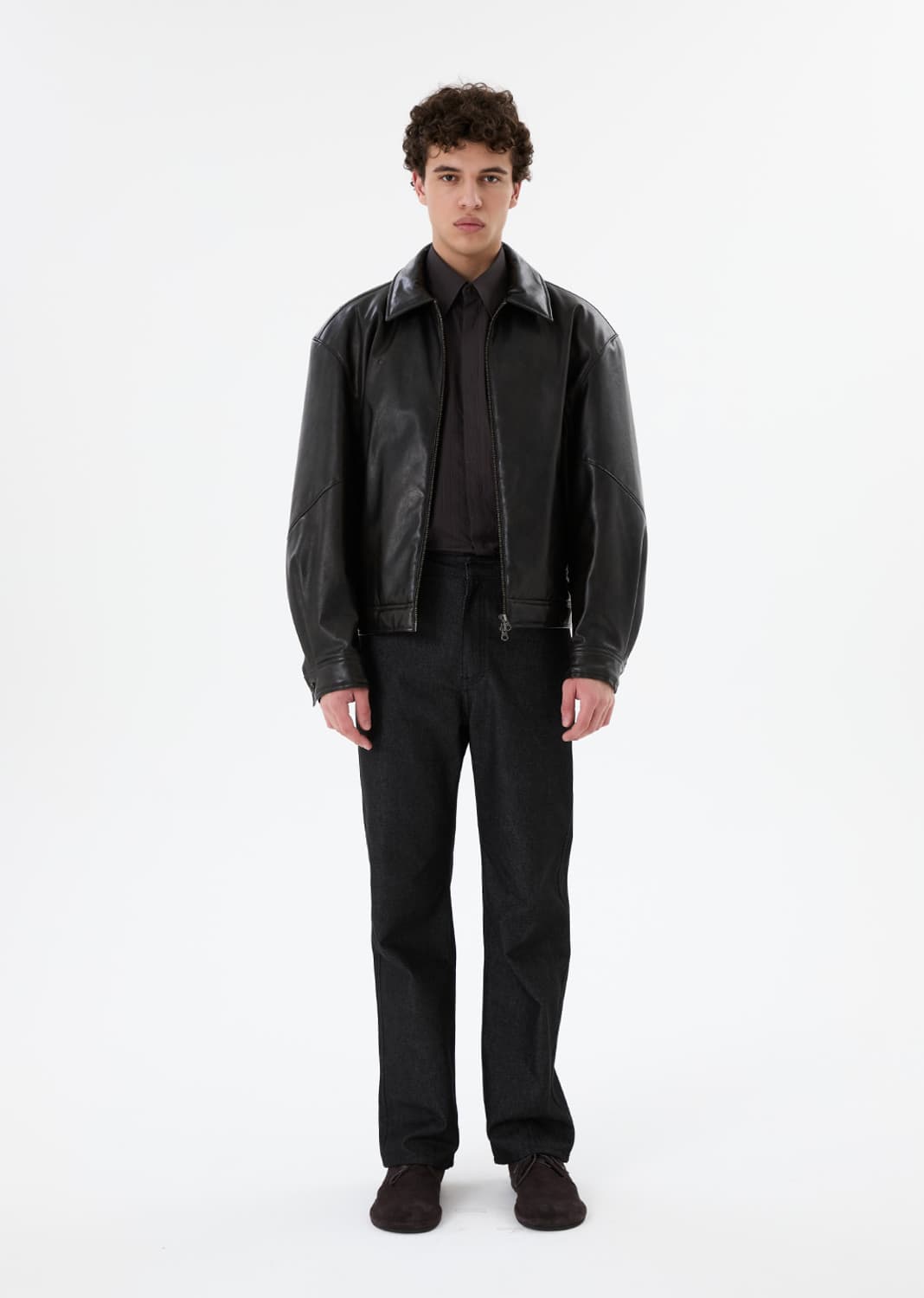 아모멘토 25fw 신세틱 레더 자켓 상품이미지1