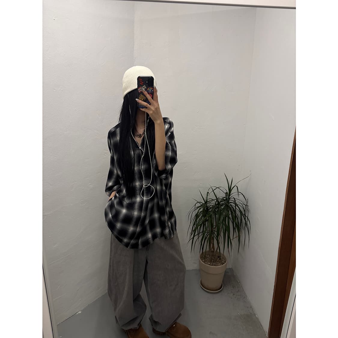 HINSON Ombre Check Zip S/S Shirt 상품이미지3