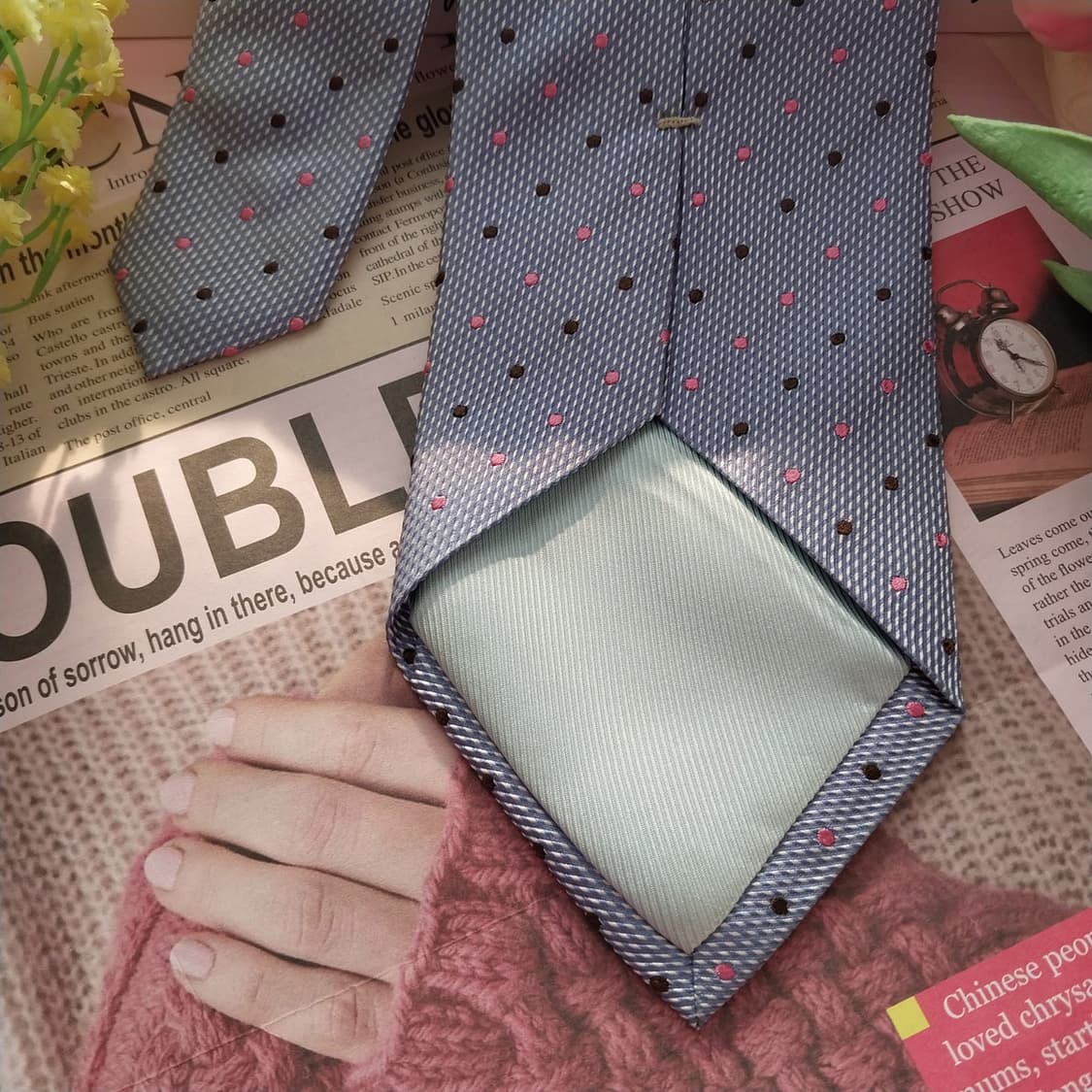 알테아 실크 하늘색 도트 넥타이 8.7cm A+등급 K1337
 상품이미지8