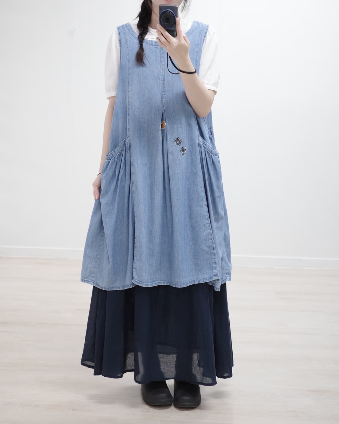 Denim patch one-piece 상품이미지2
